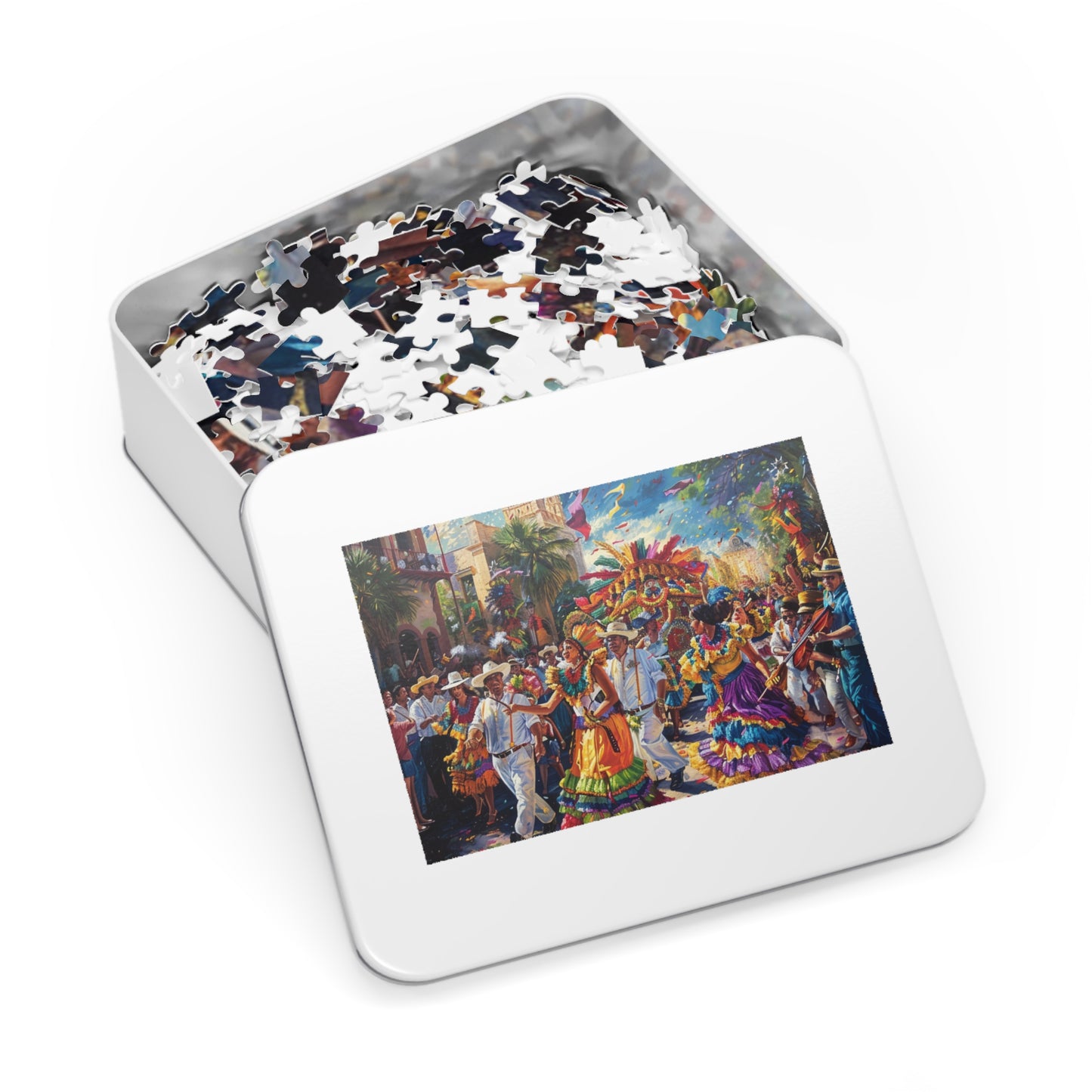 Vibrant Day of the Dead Puzzle - Festive Parade Scene for Mindful Relaxation (30, 110, 252, 500,1000-Piece),Fiesta Parade Puzzle for Family