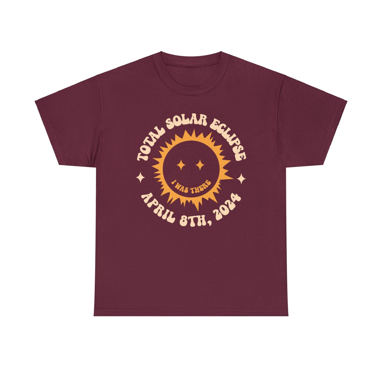 Total Solar Eclipse April 8 2024 Groovy T-shirt with Smiling Sun Design, Vintage-Inspired Total Solar Eclipse 2024 Tee with Eclipsed Sun