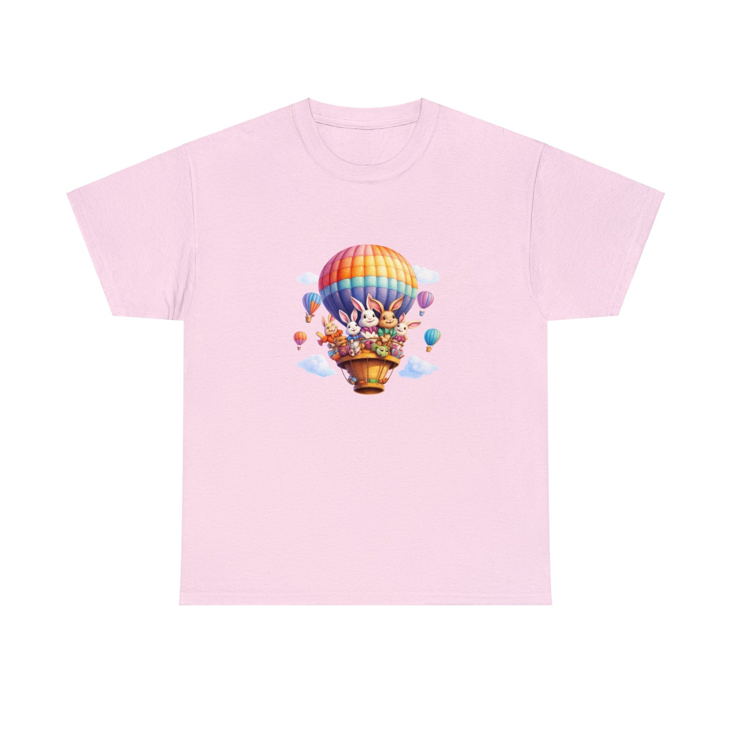 Stay Stylish this Easter with a Unique Bunny Hot Air Balloon Shirt - Limited Edition Design!  Unisex Heavy Cotton Tee