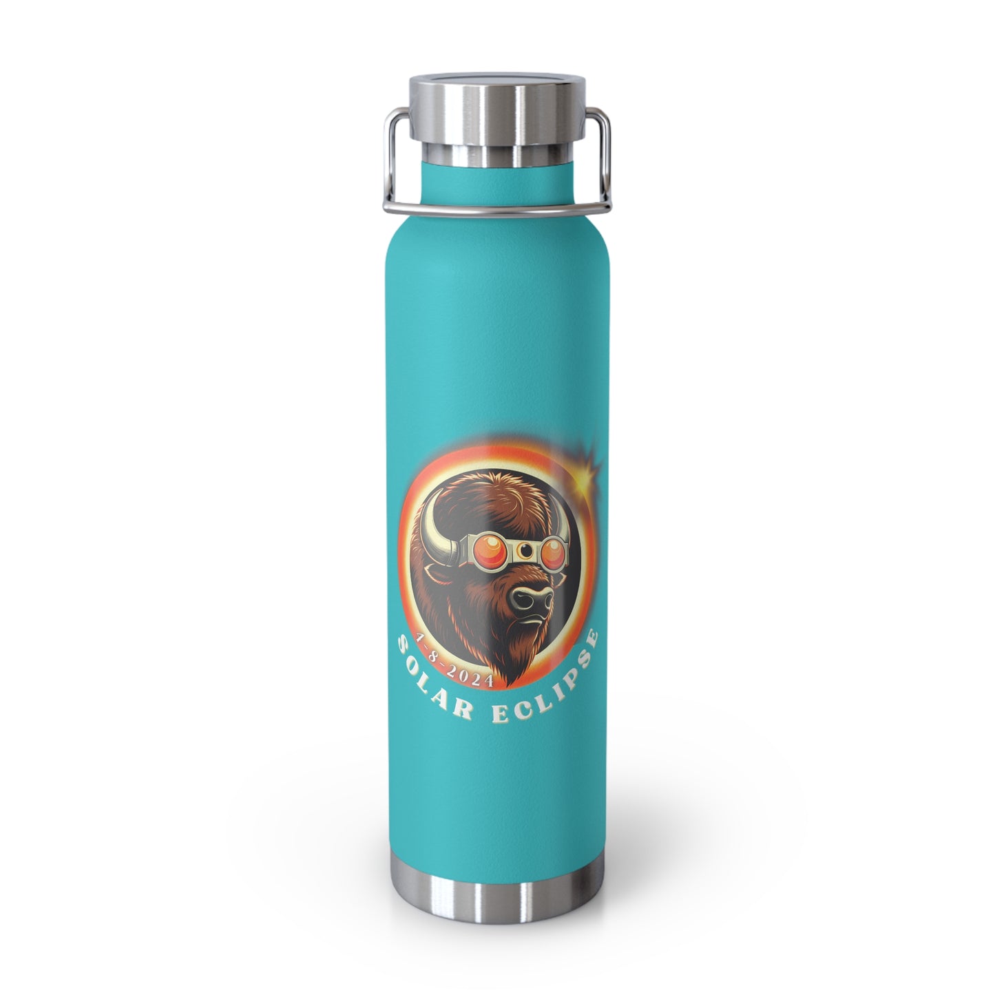 Solar Eclipse Style: Insulated Copper Bottle featuring American Buffalo - 22oz, Retro Chic, American Buffalo Design