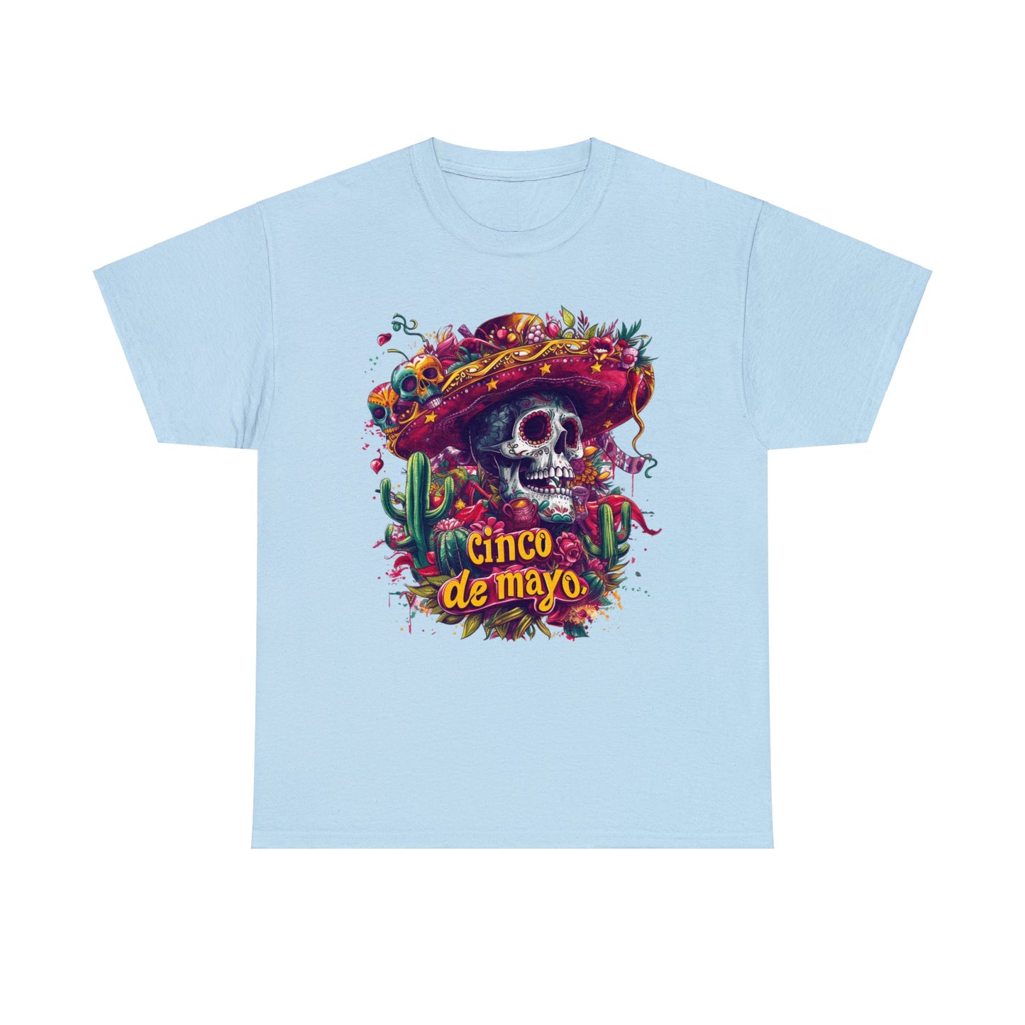 Day of the Dead Inspired Cinco de Mayo Shirt, Skull in Sombrero, Fun Party Tee, Festive Cinco de Mayo Shirt - Unique Mexican Holiday Tee