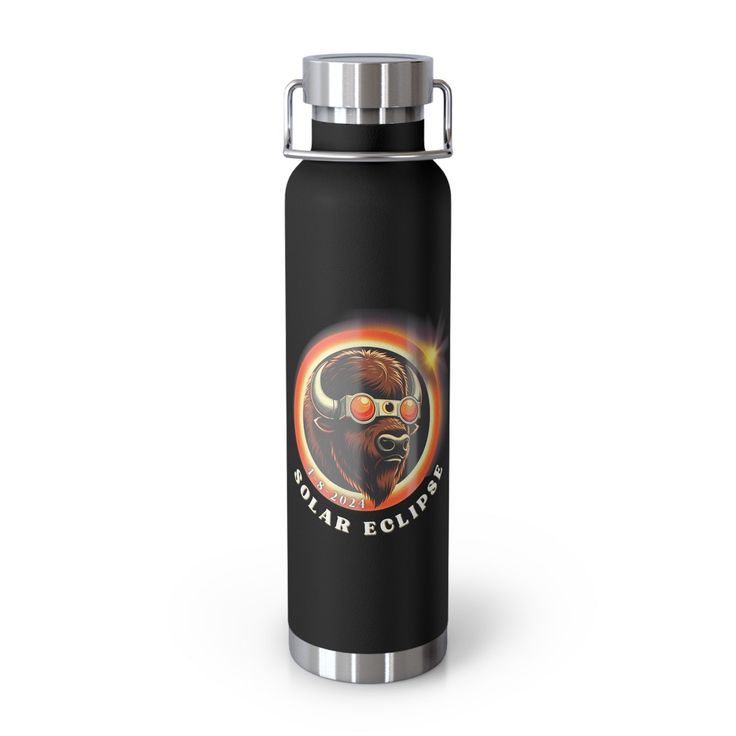 Solar Eclipse Style: Insulated Copper Bottle featuring American Buffalo - 22oz, Retro Chic, American Buffalo Design