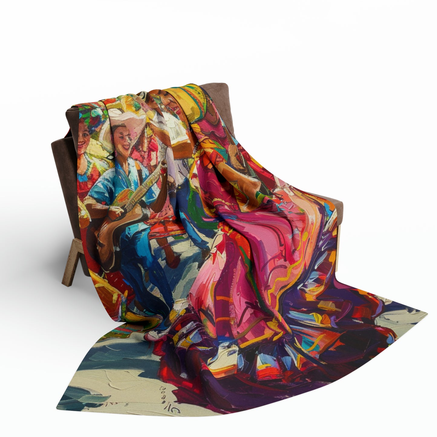 Colorful Cinco de Mayo Artic Fleece Blanket with Hispanic Lady Dancing, Cinco de Mayo Celebration Hispanic Lady Dance Artic Fleece Blanket