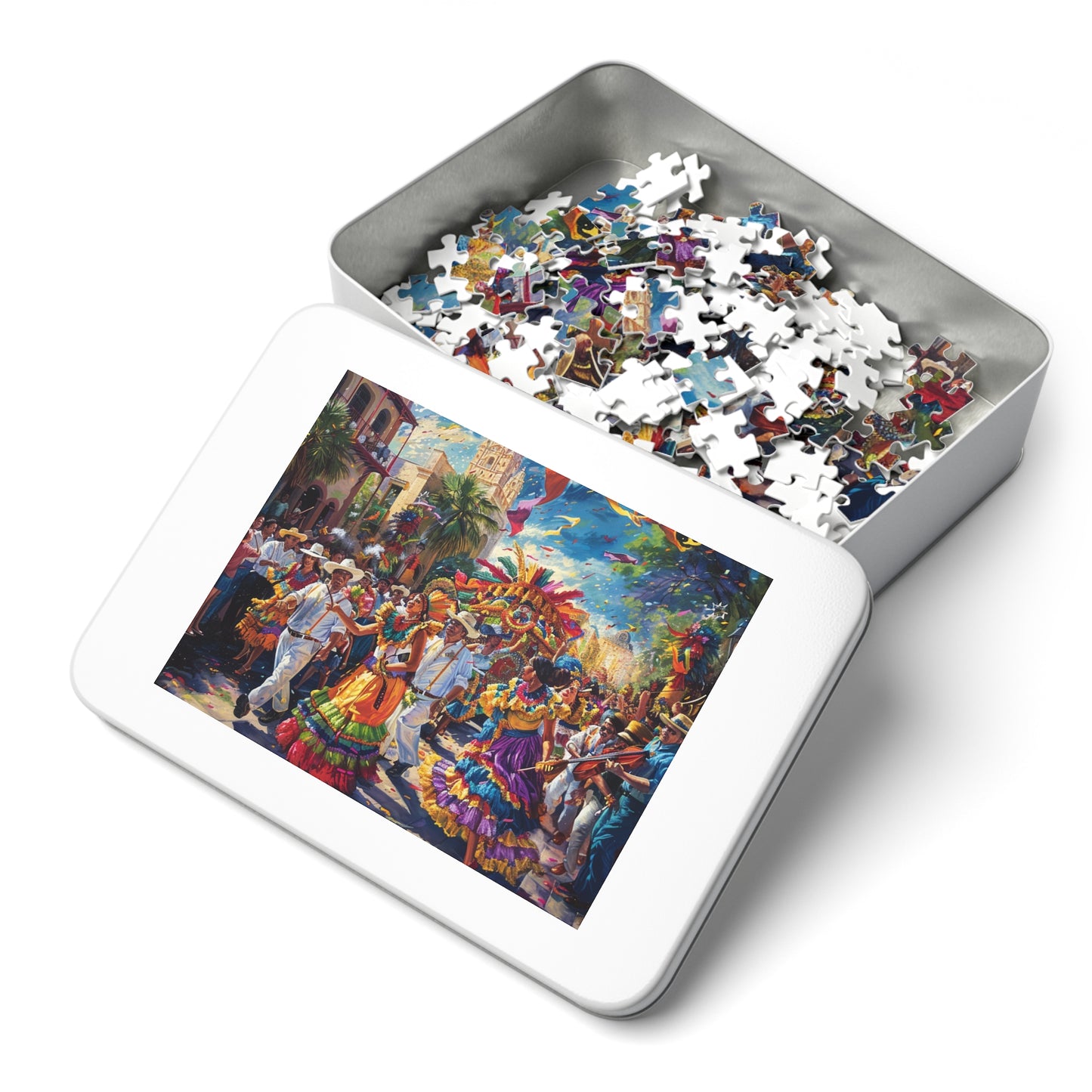 Vibrant Day of the Dead Puzzle - Festive Parade Scene for Mindful Relaxation (30, 110, 252, 500,1000-Piece),Fiesta Parade Puzzle for Family