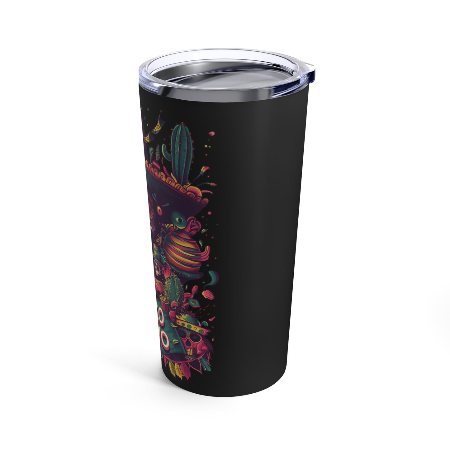 Vibrant Day of the Dead Skull Tumbler - Cinco de Mayo Celebration, Colorful Cinco de Mayo Mexican Skull 20 oz Tumbler - Festive Drinkware