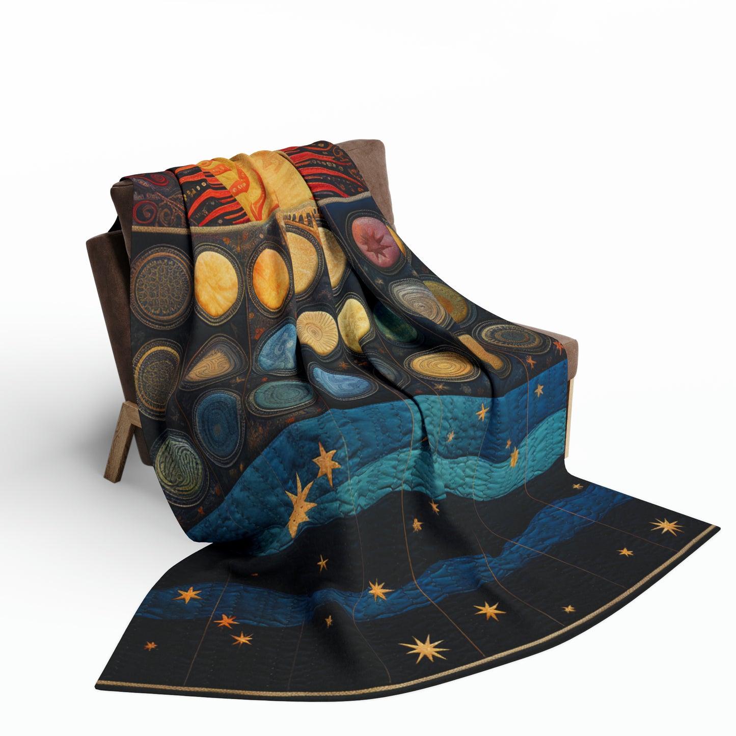 Celestial Fleece Blanket Quilt: Solar and Lunar Patterns Woven During an Eclipse, Arctic Fleece Blanket