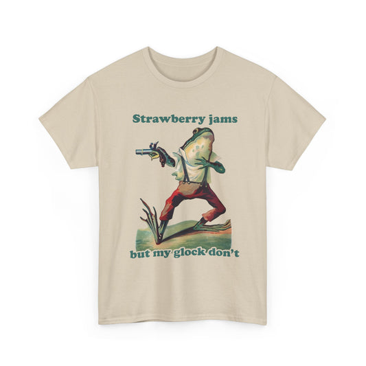 Strawberry Jams But My Glock Don't Funny Tshirt - Hilarious Tee for Gag Gift