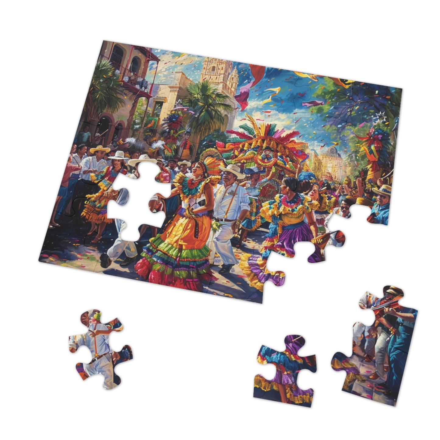 Vibrant Day of the Dead Puzzle - Festive Parade Scene for Mindful Relaxation (30, 110, 252, 500,1000-Piece),Fiesta Parade Puzzle for Family