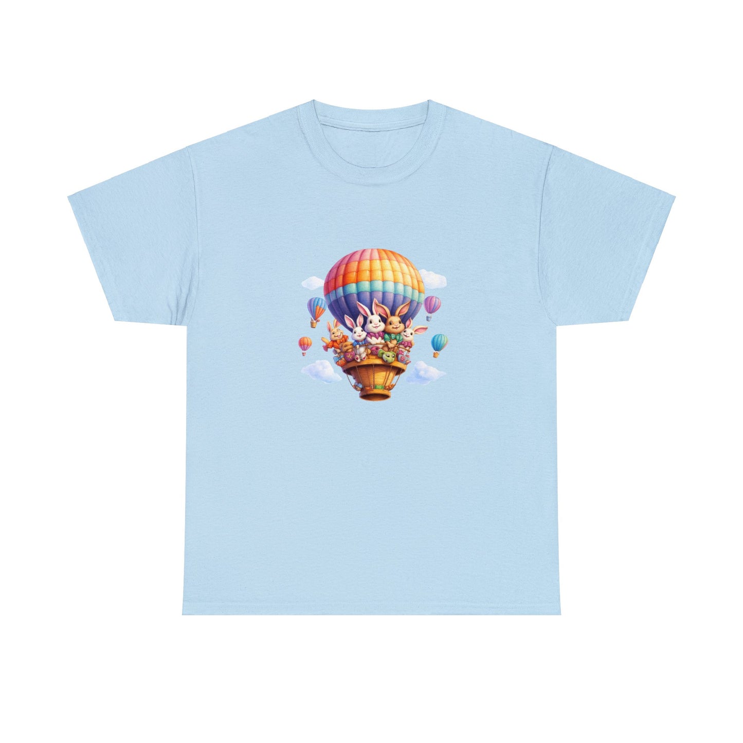 Stay Stylish this Easter with a Unique Bunny Hot Air Balloon Shirt - Limited Edition Design!  Unisex Heavy Cotton Tee