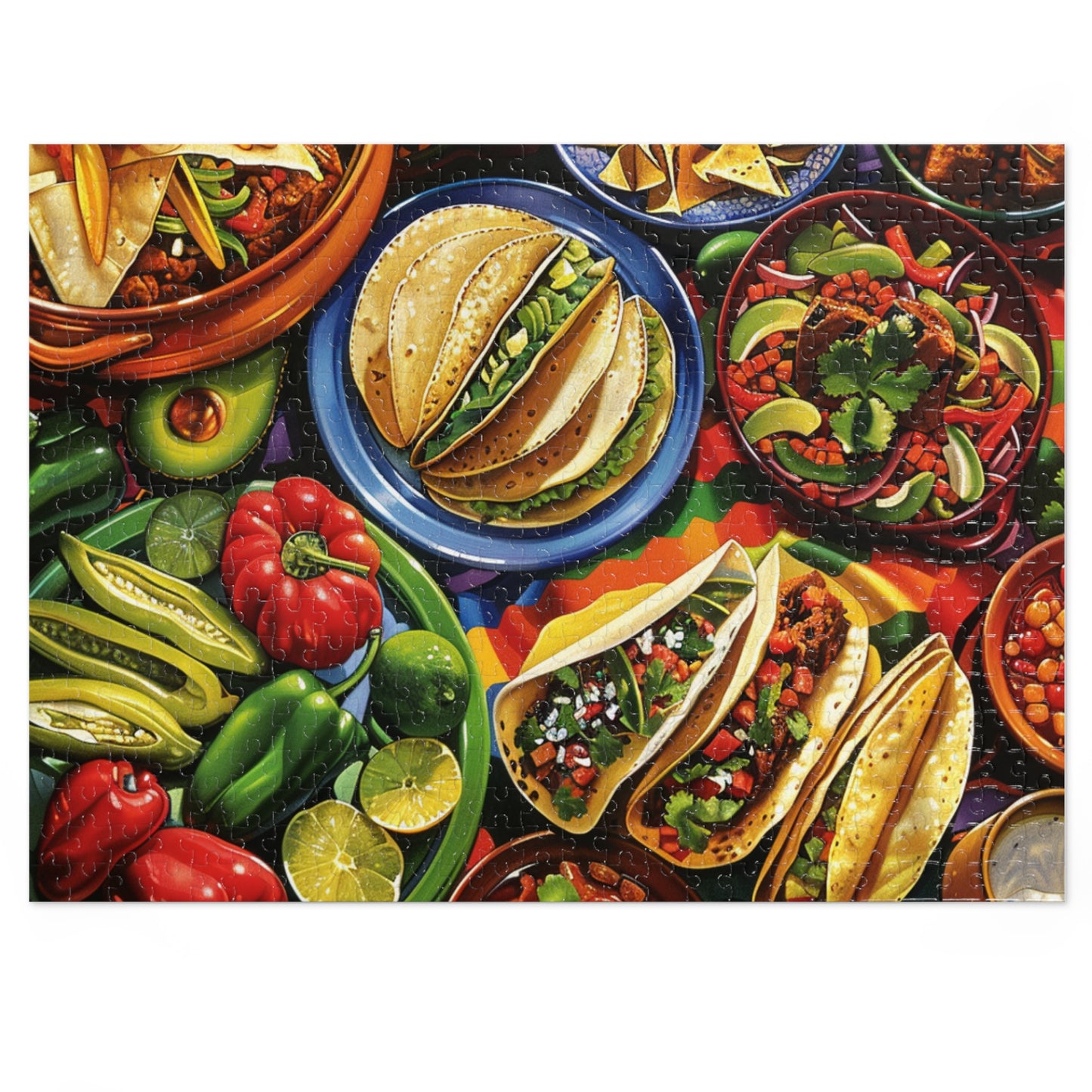 Celebrate with a Fun Mexican Food Spread Puzzle - Great for Fiesta Parties! (30, 110, 252, 500,1000-Piece)Delicious Mexican Food Spread