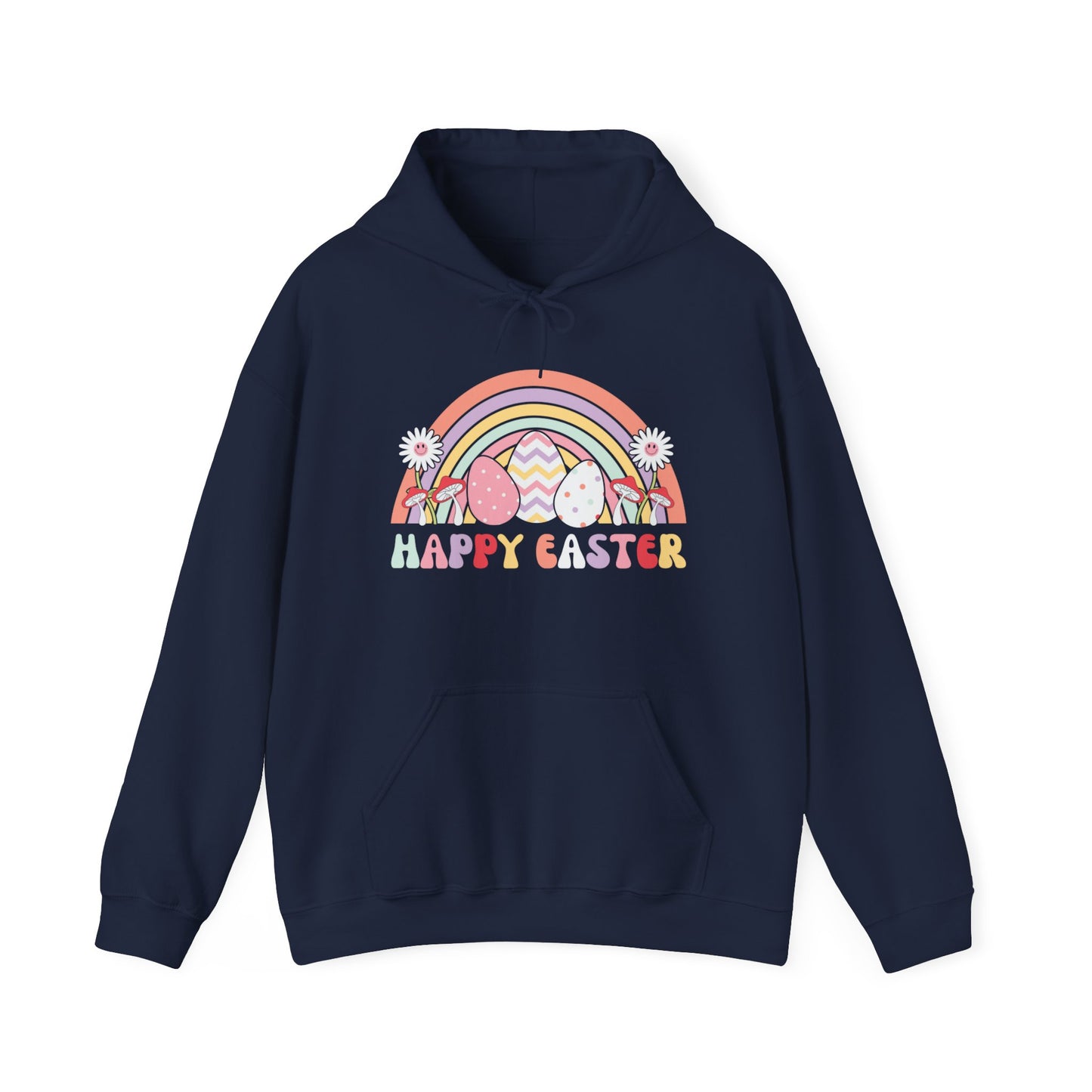 Happy Easter Rainbow Hooded Sweatshirt, Happy Easter Bunny Sweatshirt, Easter Sweatshirt, Leopard Bunny Sweatshirt, Happy Easter Sweater