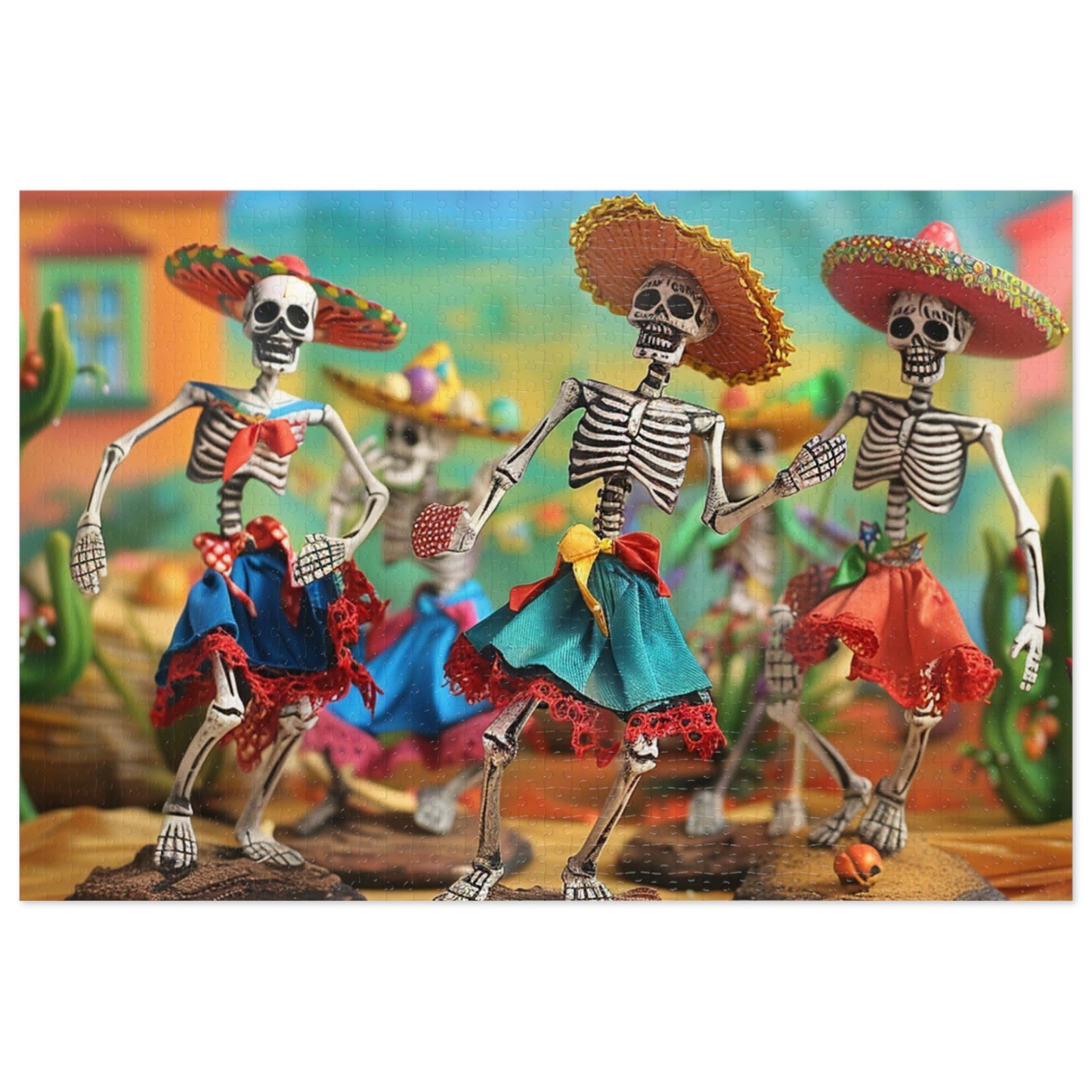 Festive Day of the Dead Skeleton Puzzle - Perfect for Fiesta Fun! (30, 110, 252, 500,1000-Piece), Colorful Day of the Dead Jigsaw Puzzle