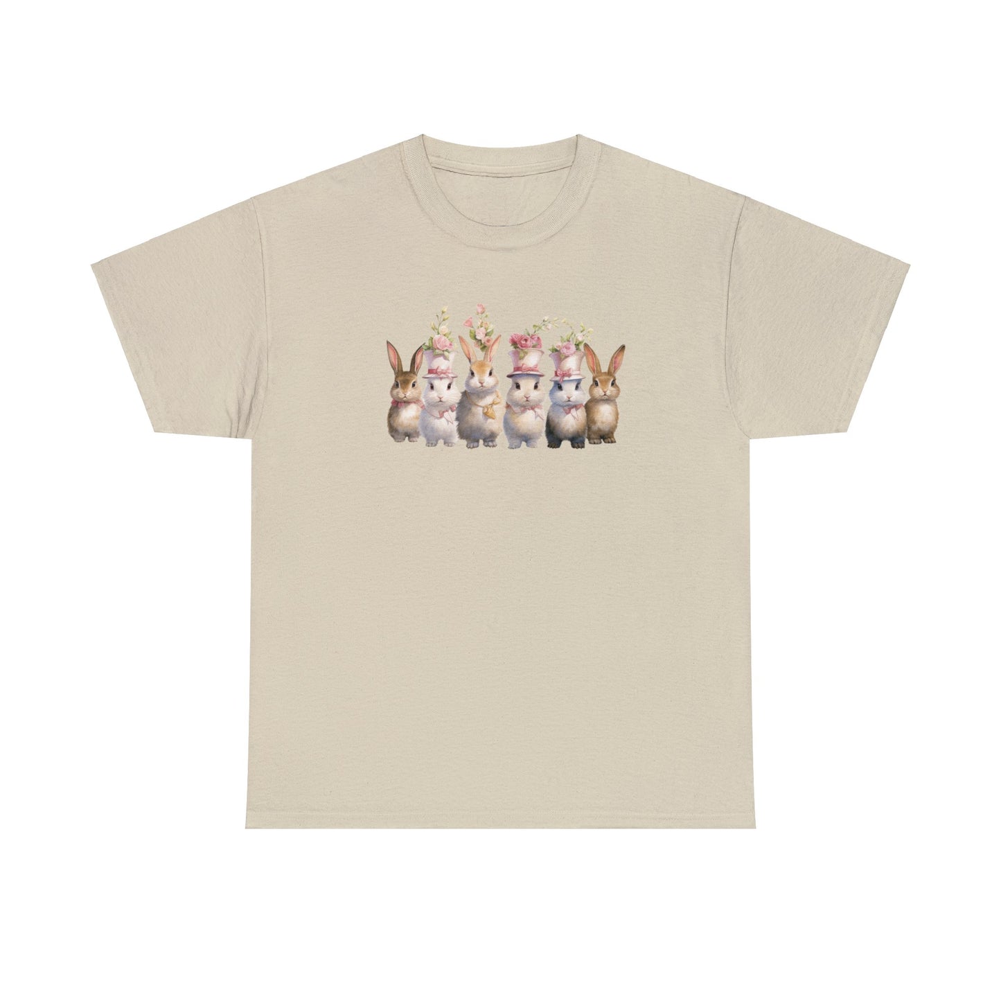 Vintage Floral Vibes: Adorable Easter Bunnies T-shirt for a Stylish and Playful Season, Unisex Easter Heavy Cotton Tee