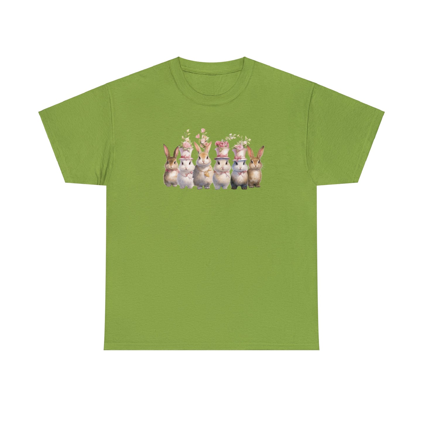 Vintage Floral Vibes: Adorable Easter Bunnies T-shirt for a Stylish and Playful Season, Unisex Easter Heavy Cotton Tee