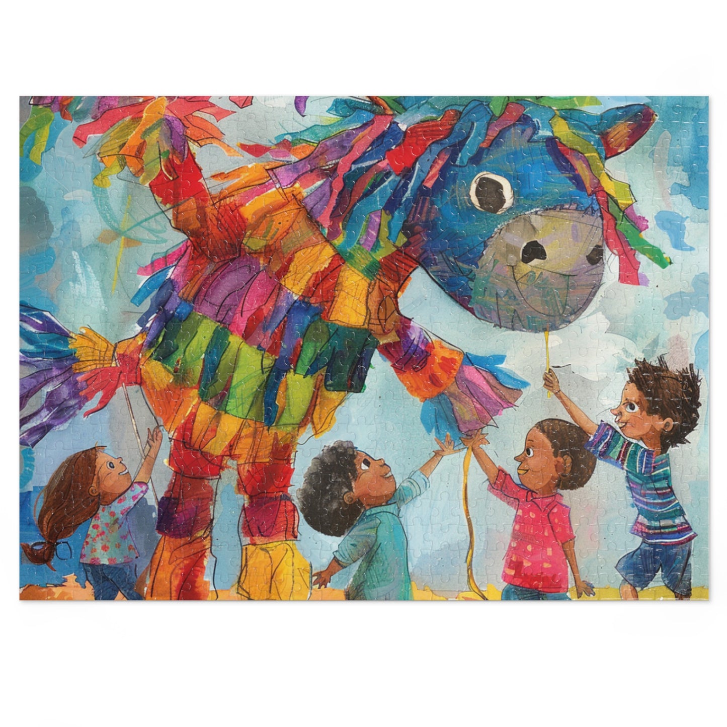 Interactive Children's Pinata Puzzle, Playful Party Game (30, 110, 252, 500,1000-Piece),Colorful Kids Playing with Pinata Puzzle, Fun Party