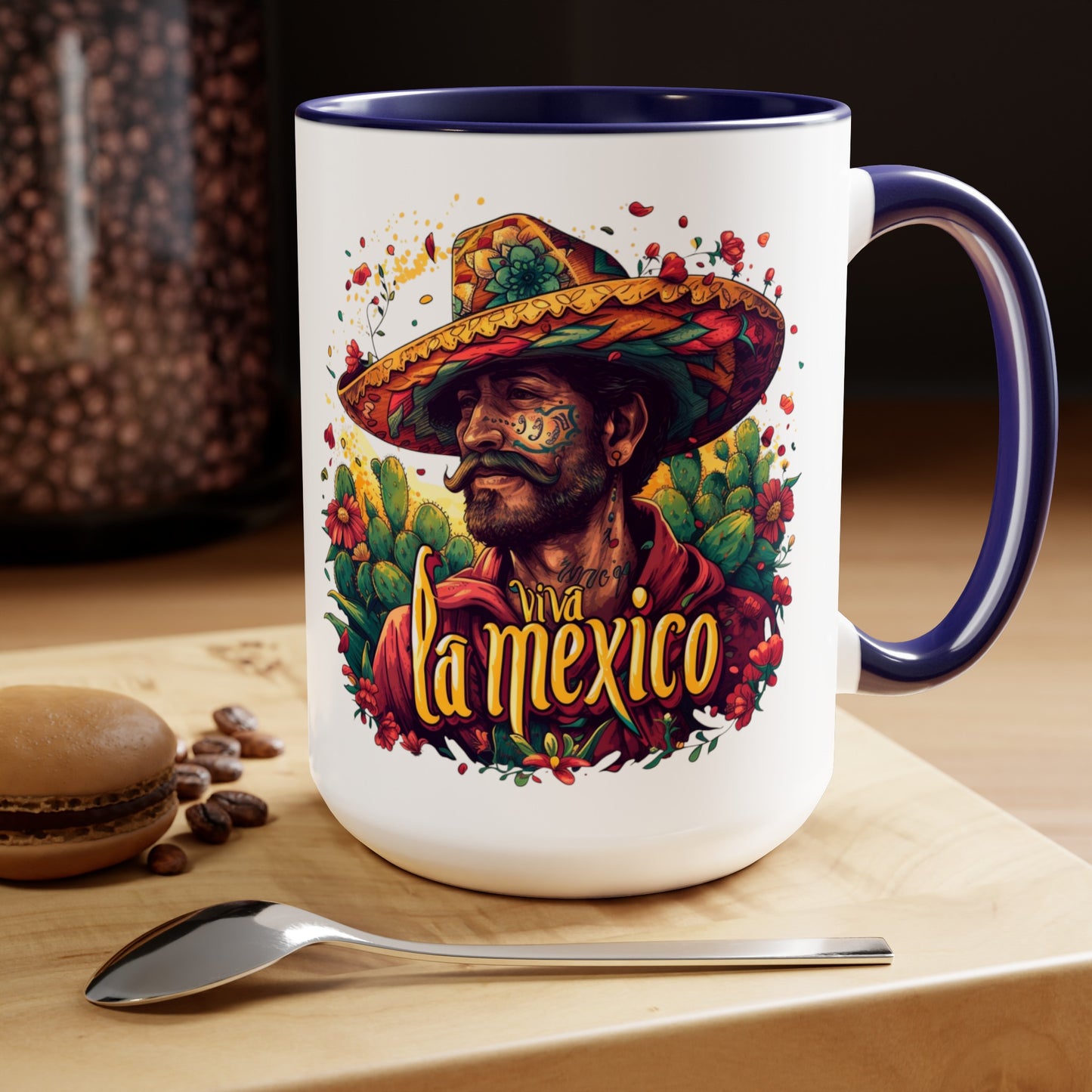 Mexican Fiesta Viva la Mexico 15 oz Mug - Colorful Pottery Coffee Mug, Viva la Mexico 15 oz Mug - Colorful Mexican-Inspired Coffee Cup