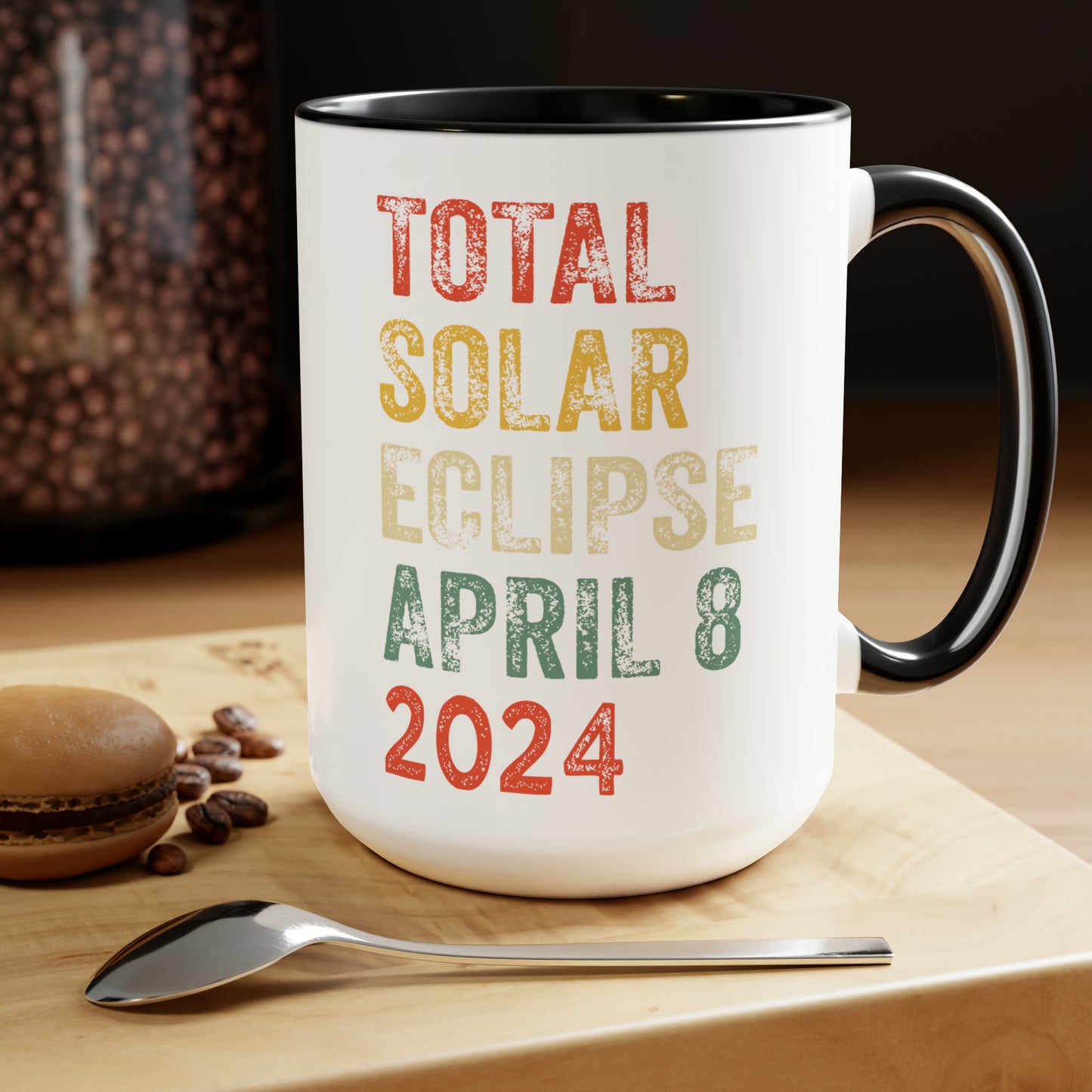 Collectible 15 oz Mug for Solar Eclipse Enthusiasts, Vintage Style - Total Solar Eclipse April 8 2024, Total Solar Eclipse April 8 2024 Mug