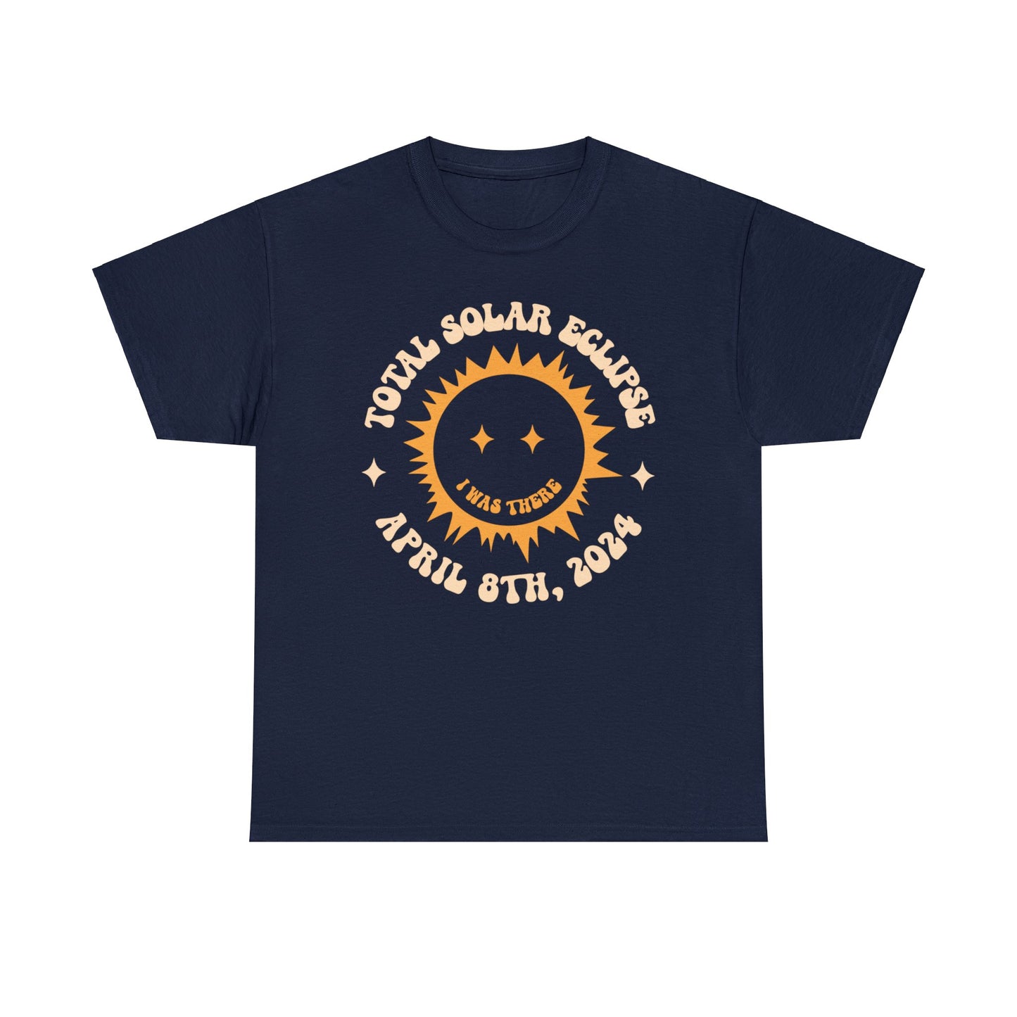 Total Solar Eclipse April 8 2024 Groovy T-shirt with Smiling Sun Design, Vintage-Inspired Total Solar Eclipse 2024 Tee with Eclipsed Sun