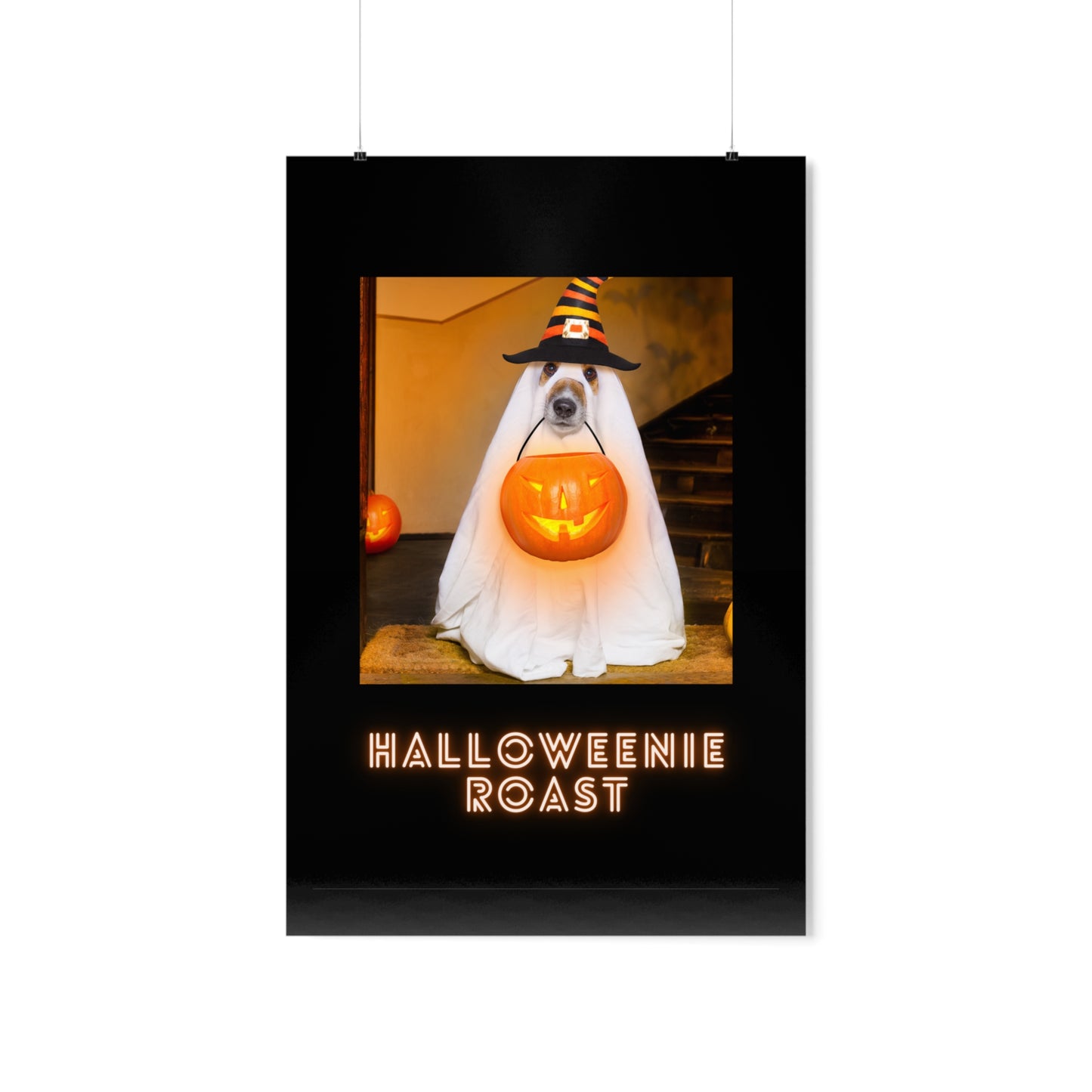 Holloweenie Roast - Halloween Poster - Halloween Wall Decor - Halloween Wall Art - Halloween Dog