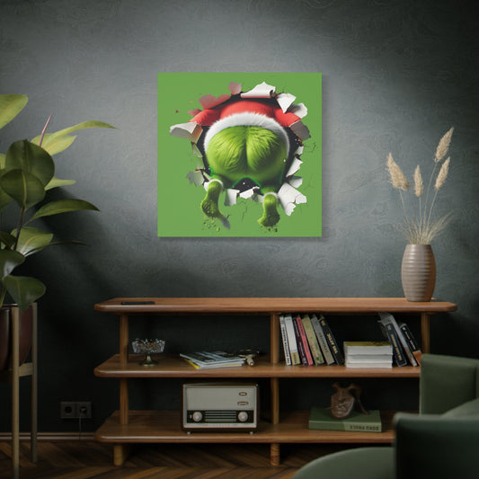 Whimsical Christmas Grinch Canvas Art - Unique 3D Grinch Butt Design