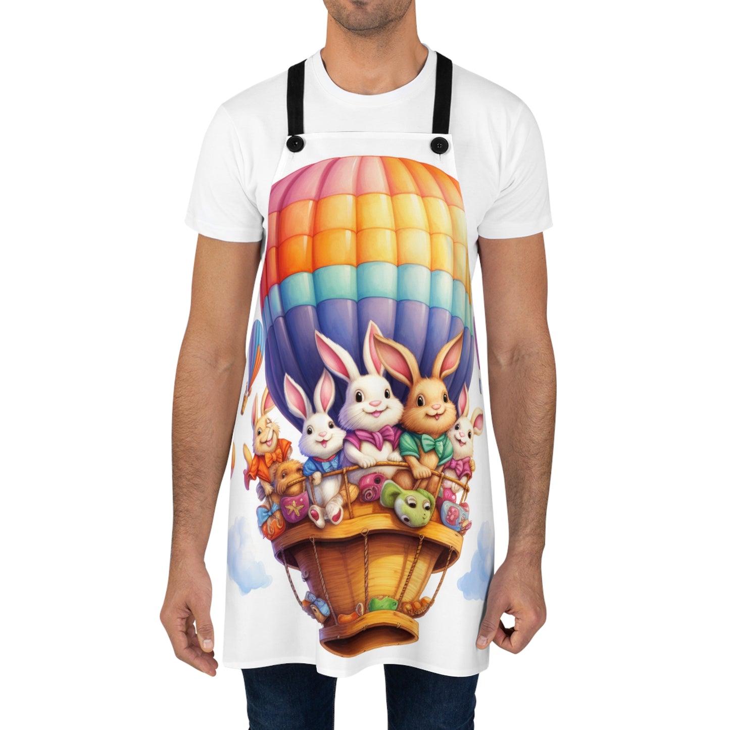 Easter Bunny Bliss: Hot Air Balloon Apron with a Cute Bunny Twist - Ideal for Easter Festivities Apron (AOP)