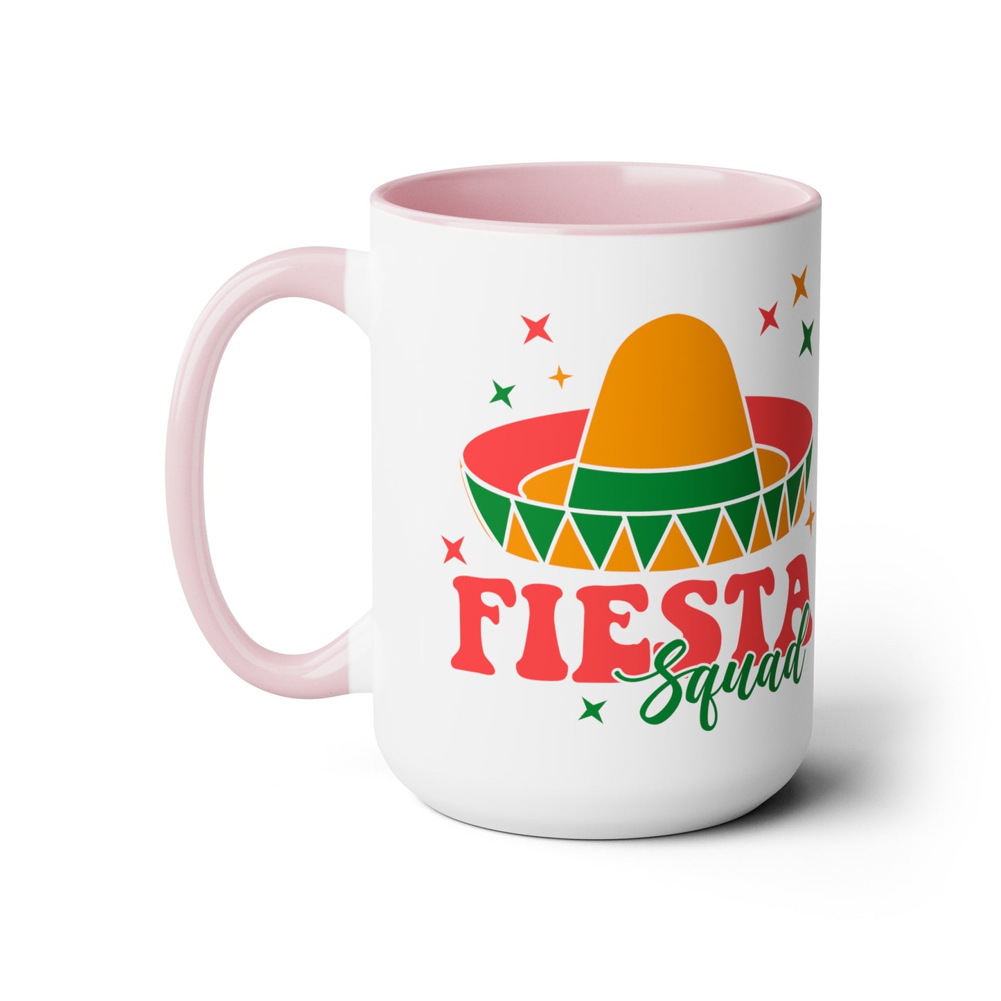 Fiesta Squad Must-Have: Vibrant 15 oz Mug for Festive Gatherings, Fiesta Squad Fun, Colorful 15 oz Mug for Cinco de Mayo Parties