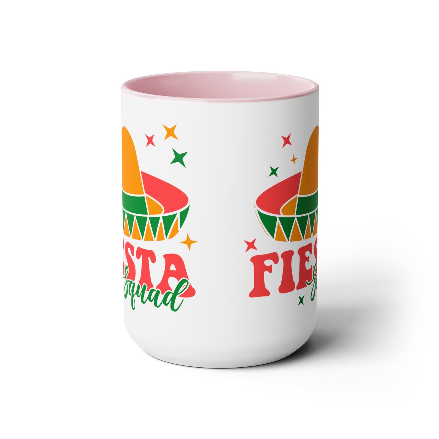 Fiesta Squad Must-Have: Vibrant 15 oz Mug for Festive Gatherings, Fiesta Squad Fun, Colorful 15 oz Mug for Cinco de Mayo Parties