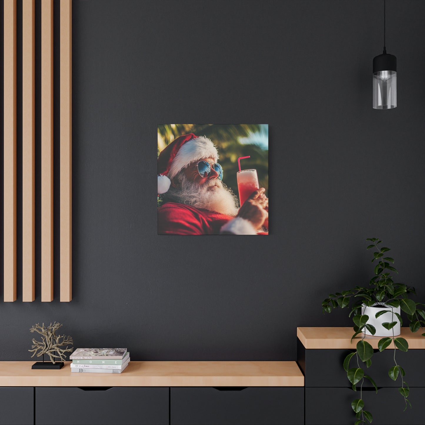 Tropical Santa Claus Canvas Art - Beach Vibes & Holiday Humor, Santa on the Beach - Fun Canvas Wall Decor for Christmas Lovers