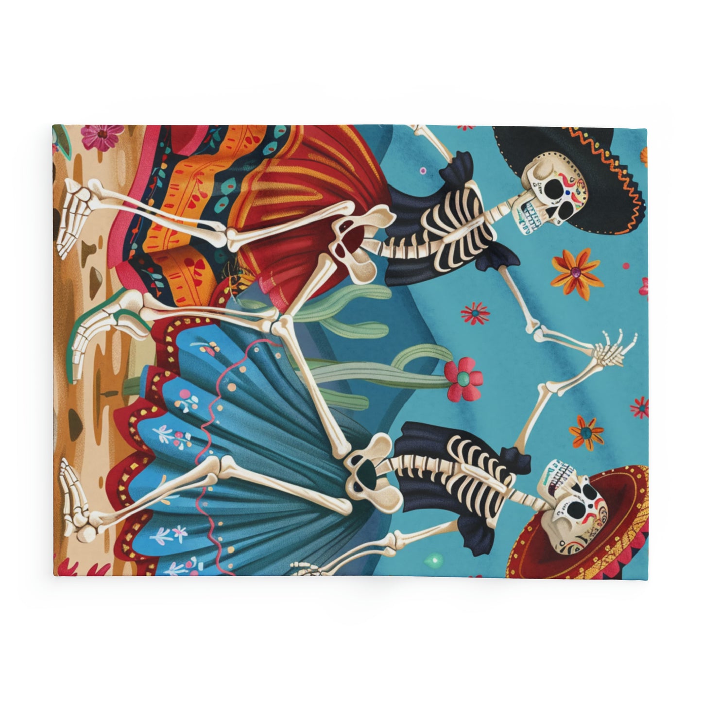 Colorful Skeletons Celebration Fleece Blanket - Perfect for Cinco de Mayo & Day of the Dead, Colorful Skeletons Celebration blanket