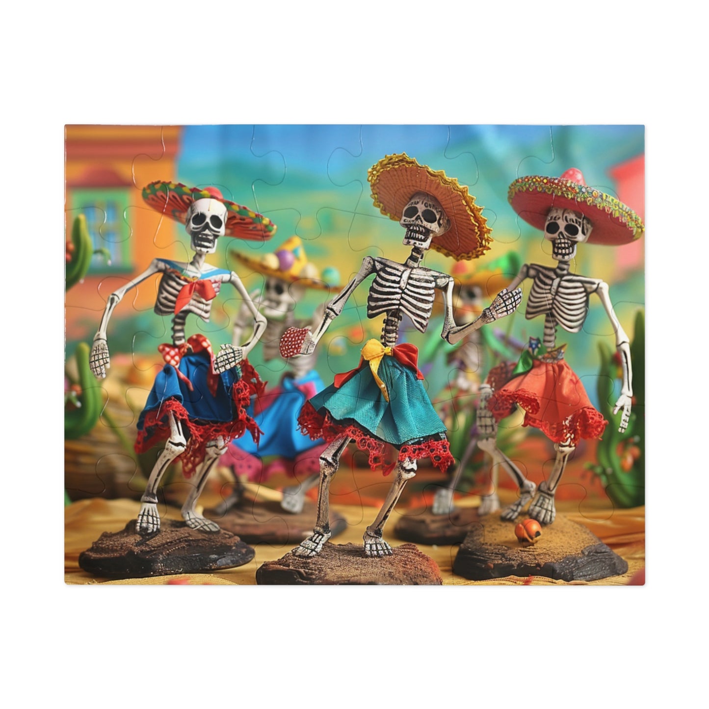 Festive Day of the Dead Skeleton Puzzle - Perfect for Fiesta Fun! (30, 110, 252, 500,1000-Piece), Colorful Day of the Dead Jigsaw Puzzle