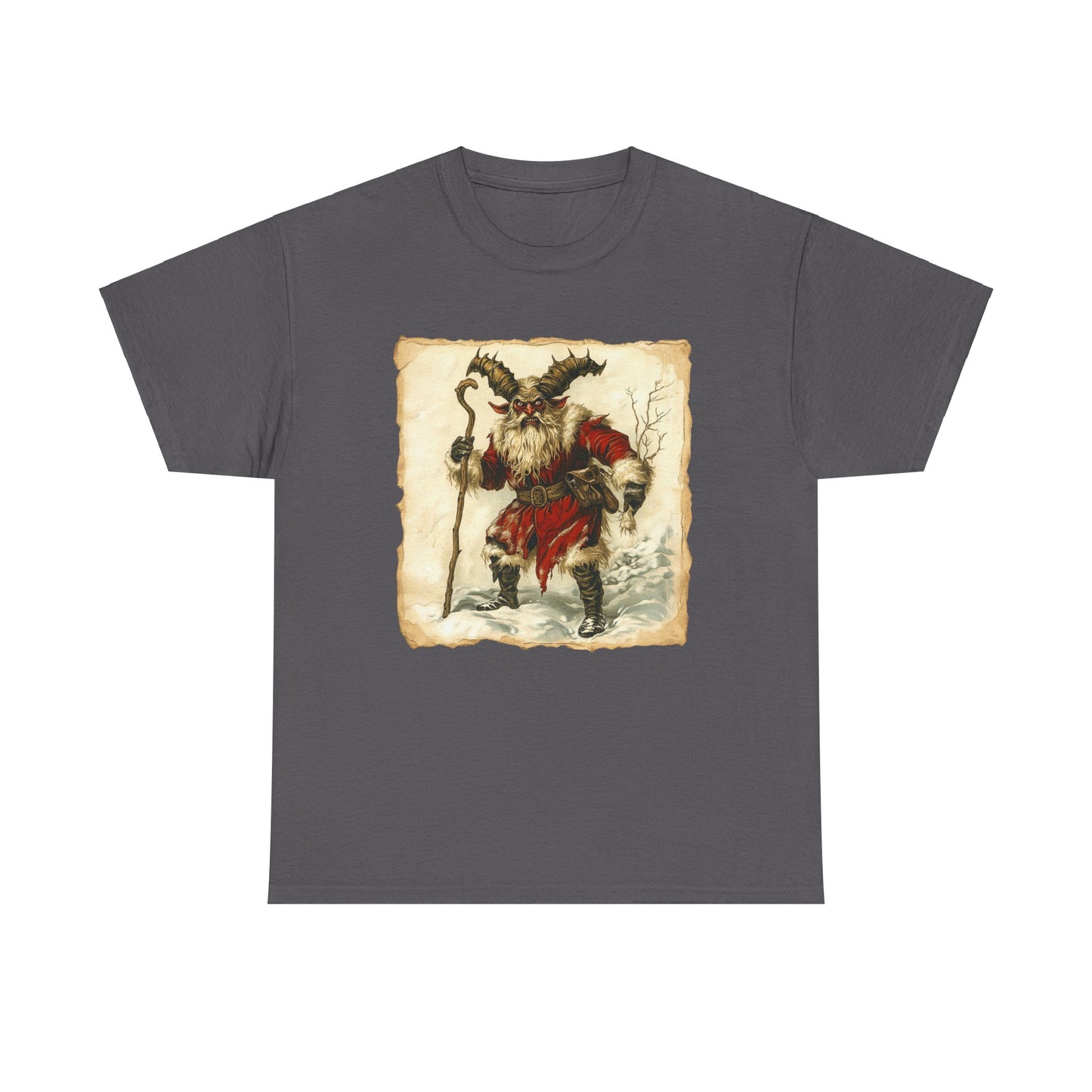 Vintage Krampus Unisex T-Shirt, Dark Christmas Holiday, Xmas Devil Creature, Skeletal Reindeer, Santa Skull, Merry Creepmas Xmas Tale