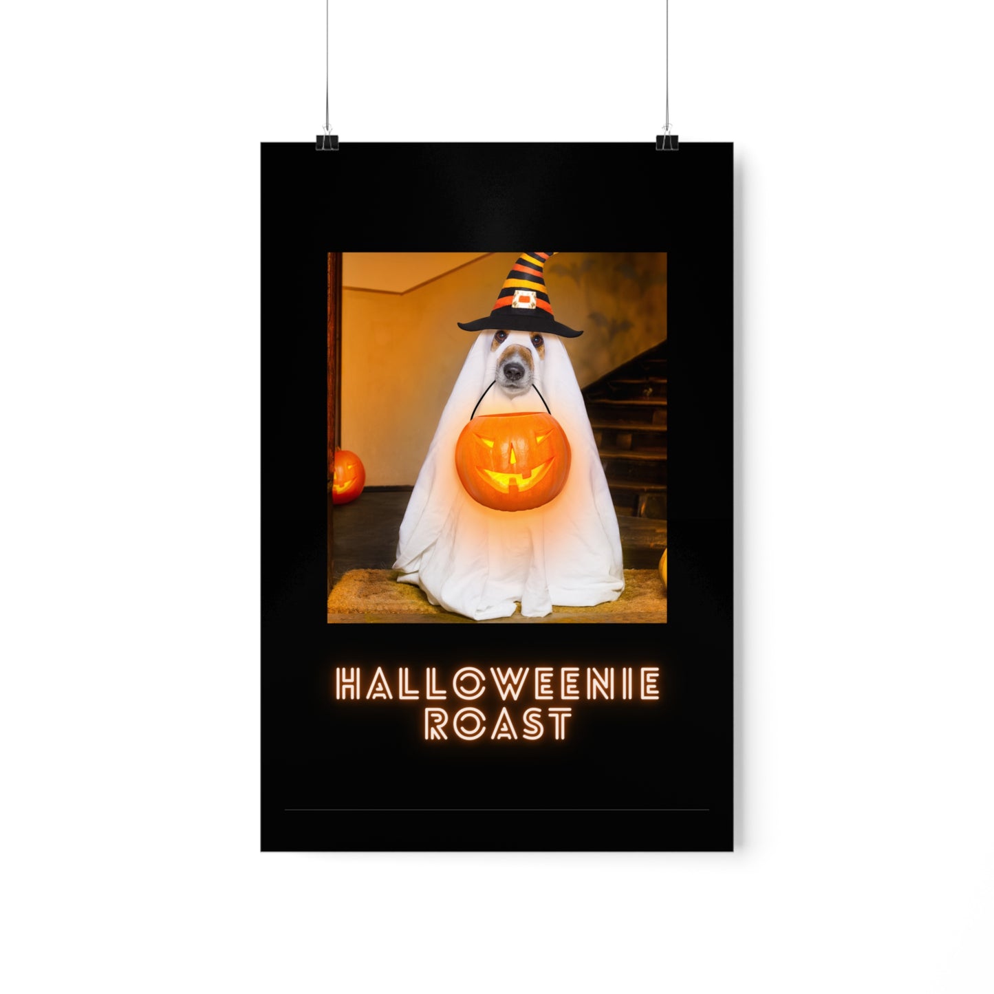 Holloweenie Roast - Halloween Poster - Halloween Wall Decor - Halloween Wall Art - Halloween Dog