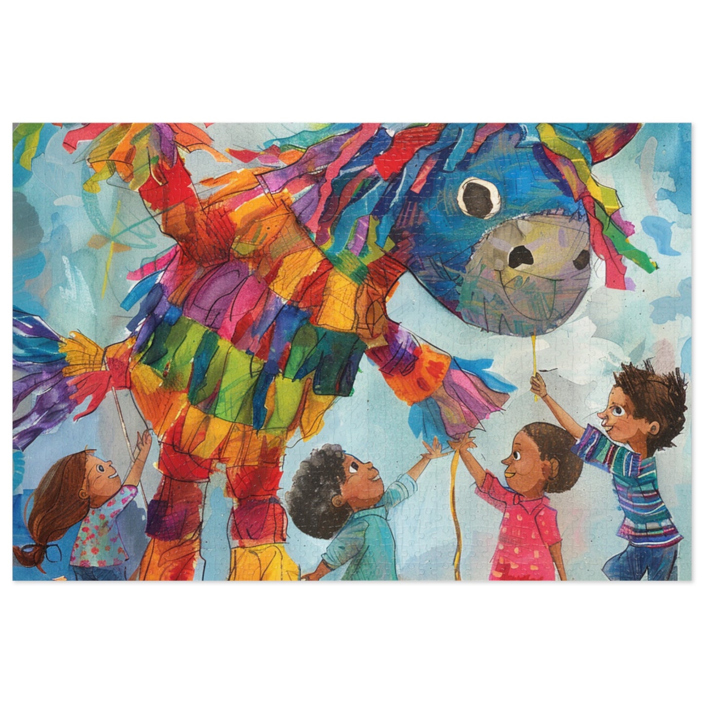 Interactive Children's Pinata Puzzle, Playful Party Game (30, 110, 252, 500,1000-Piece),Colorful Kids Playing with Pinata Puzzle, Fun Party