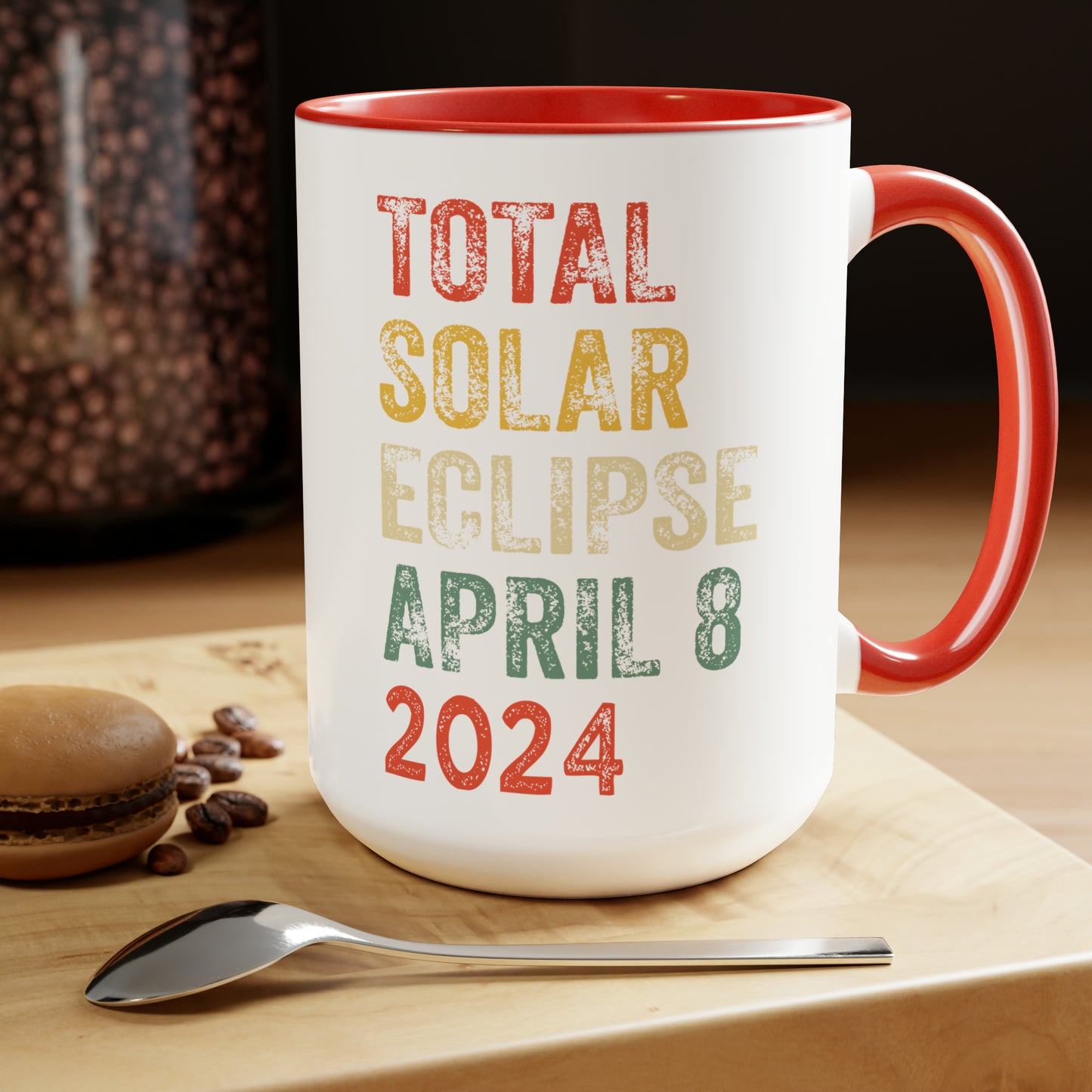 Collectible 15 oz Mug for Solar Eclipse Enthusiasts, Vintage Style - Total Solar Eclipse April 8 2024, Total Solar Eclipse April 8 2024 Mug