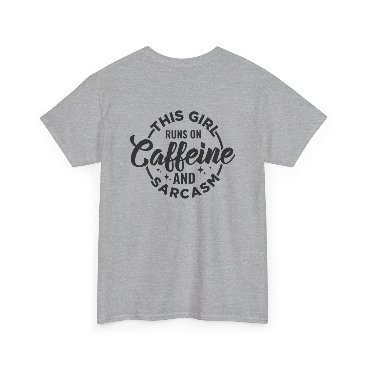 Coffee Lover Gift: This Girl Runs on Caffeine and Sarcasm Tshirt, Sassy Caffeine Addict Shirt - This Girl Runs on Caffeine and Sarcasm Tee