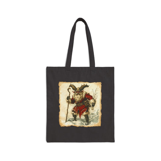 Krampus Cotton Canvas Tote Bag, Krampus Tote Bag, Gift for Christmas Lovers Gift for Him Black Christmas Yule Creepmas Horror Krampus