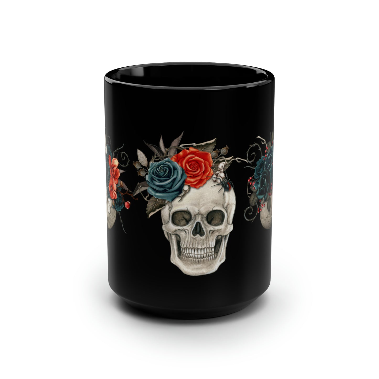 Halloween Skeleton Mug - Funny Coffee Mug - Ceramic Mug - Gift for Him - Gift for Her - Black Mug, 15oz