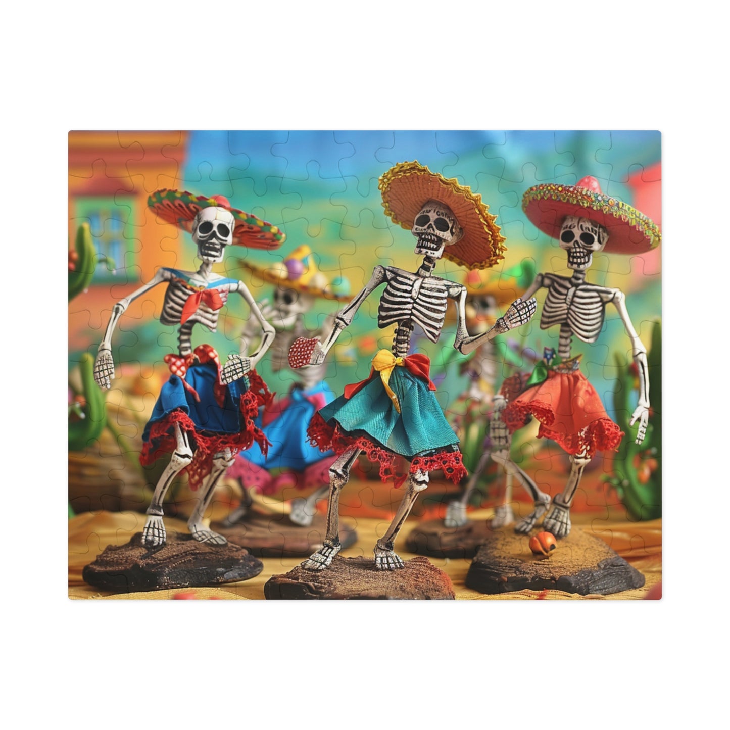 Festive Day of the Dead Skeleton Puzzle - Perfect for Fiesta Fun! (30, 110, 252, 500,1000-Piece), Colorful Day of the Dead Jigsaw Puzzle