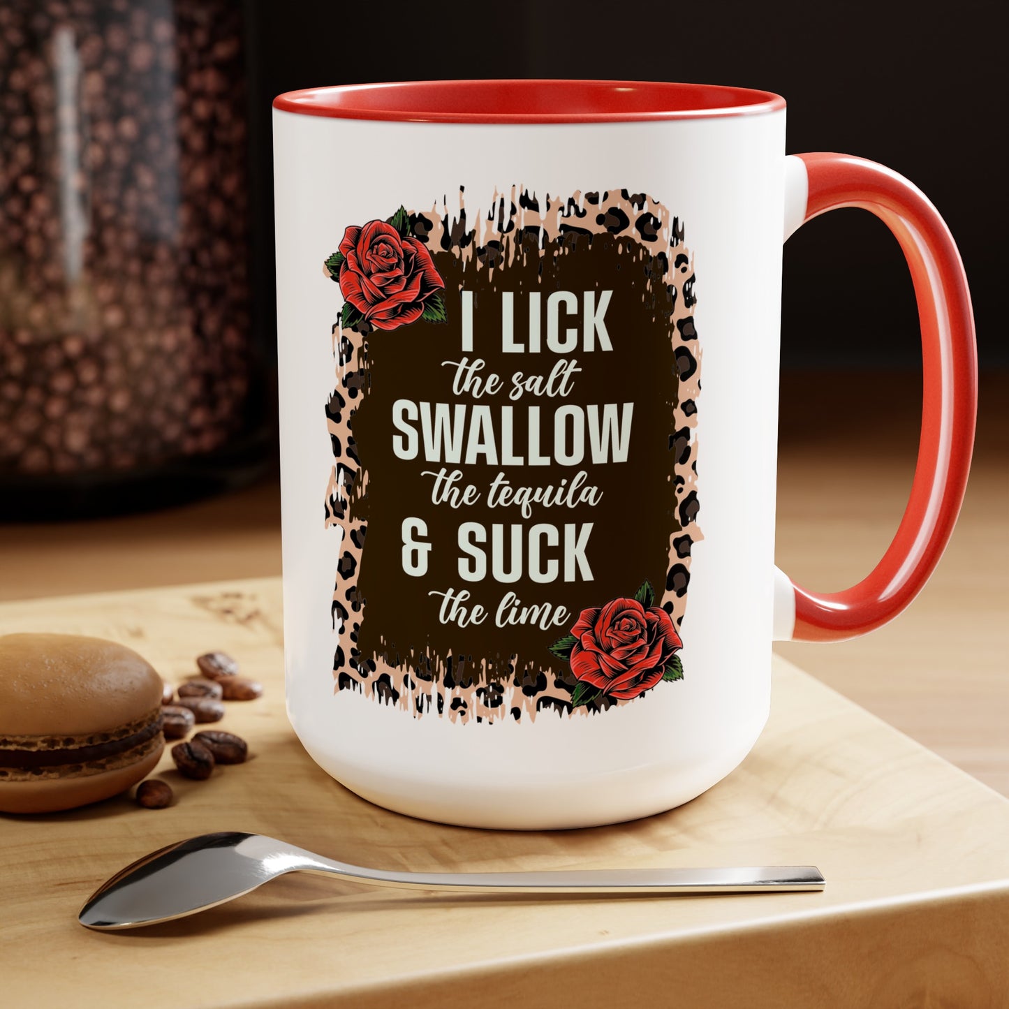 Cheeky Tequila Lover Mug - I Lick the Salt, Swallow The Tequila, & Suck The Lime 15 oz, Funny Tequila Quote Mug, Tequila Shot Trio Mug