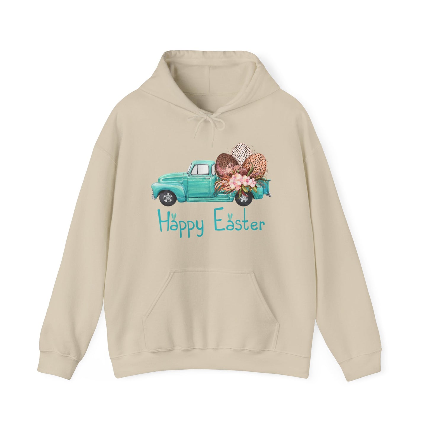 Happy Easter Vintage Truck Hooded Sweatshirt, Vintage Truck Easter, Womens Easter Sweater, Pink Easter Truck Sweater, Funny Easter Day Gift, Easter Day Apparel