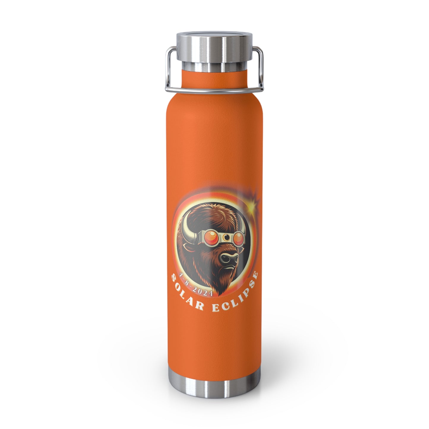 Solar Eclipse Style: Insulated Copper Bottle featuring American Buffalo - 22oz, Retro Chic, American Buffalo Design