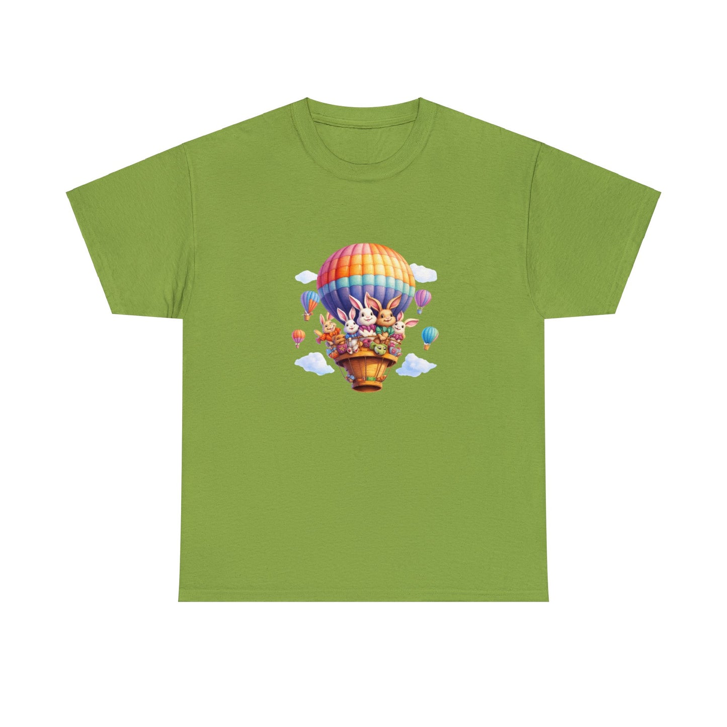 Stay Stylish this Easter with a Unique Bunny Hot Air Balloon Shirt - Limited Edition Design!  Unisex Heavy Cotton Tee