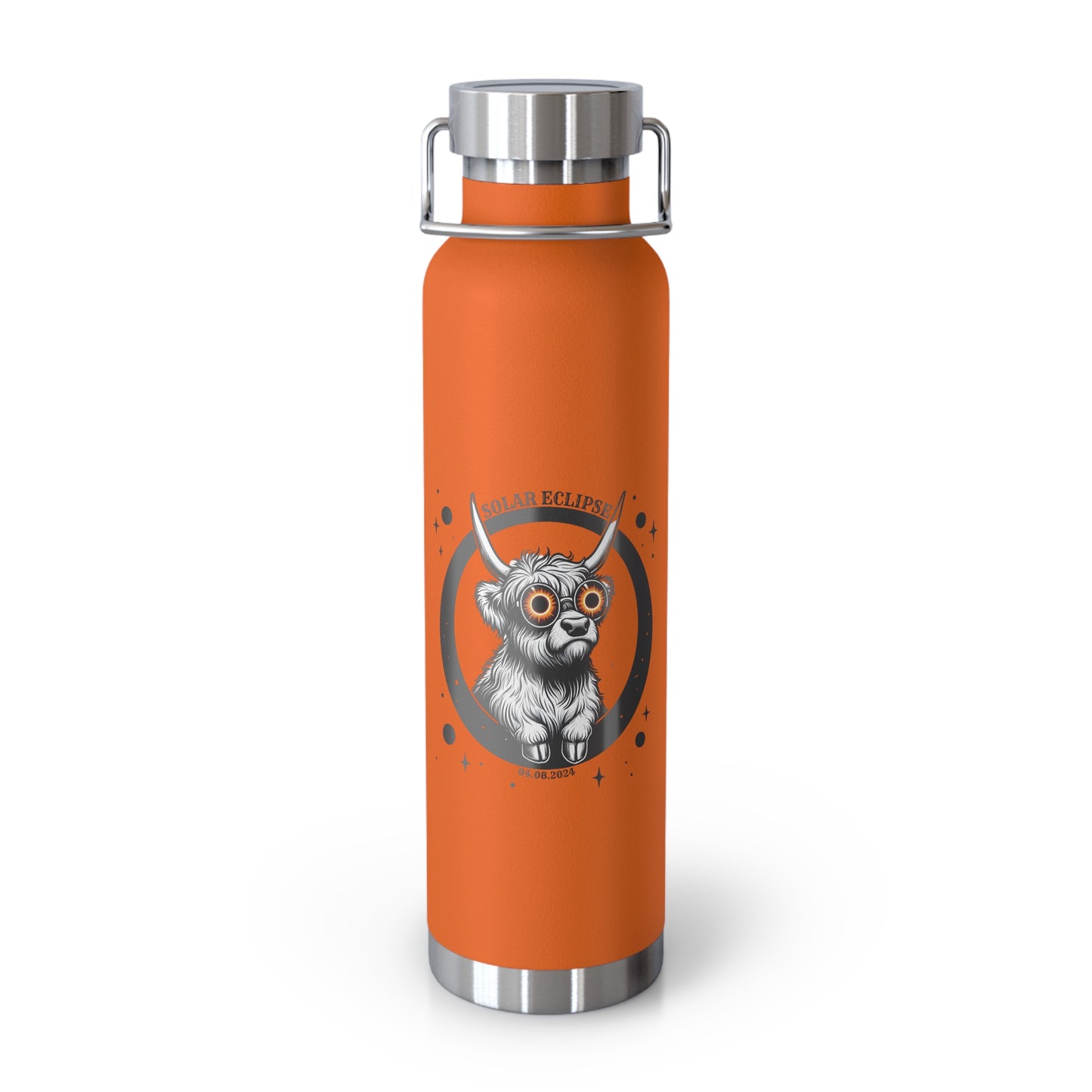 Scottish Highland Cow Retro Copper Drink Bottle, 22oz - Insulated Travel Flask, Vintage Style Highland Cow Copper Bottle