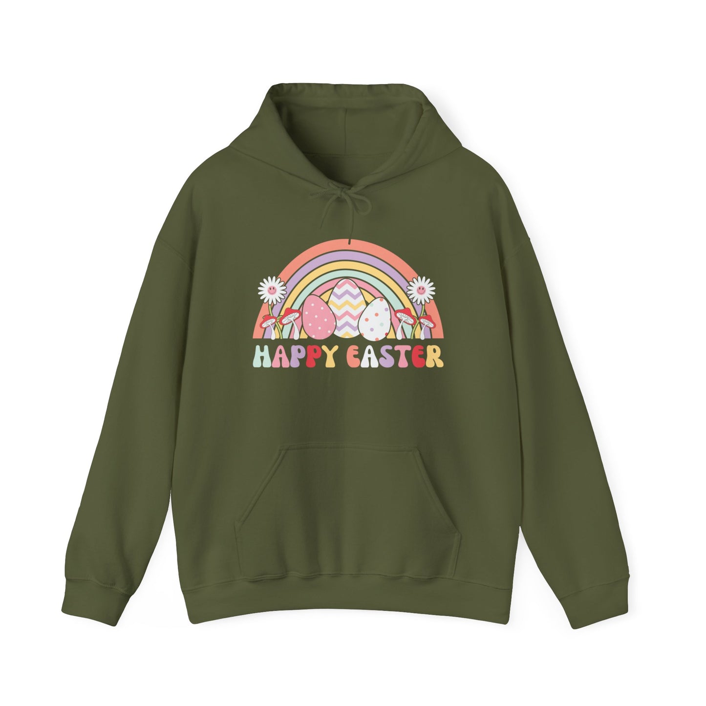 Happy Easter Rainbow Hooded Sweatshirt, Happy Easter Bunny Sweatshirt, Easter Sweatshirt, Leopard Bunny Sweatshirt, Happy Easter Sweater