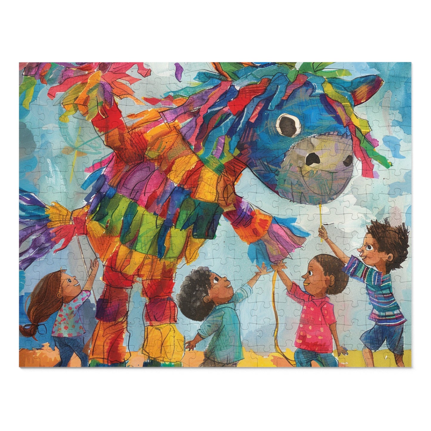 Interactive Children's Pinata Puzzle, Playful Party Game (30, 110, 252, 500,1000-Piece),Colorful Kids Playing with Pinata Puzzle, Fun Party