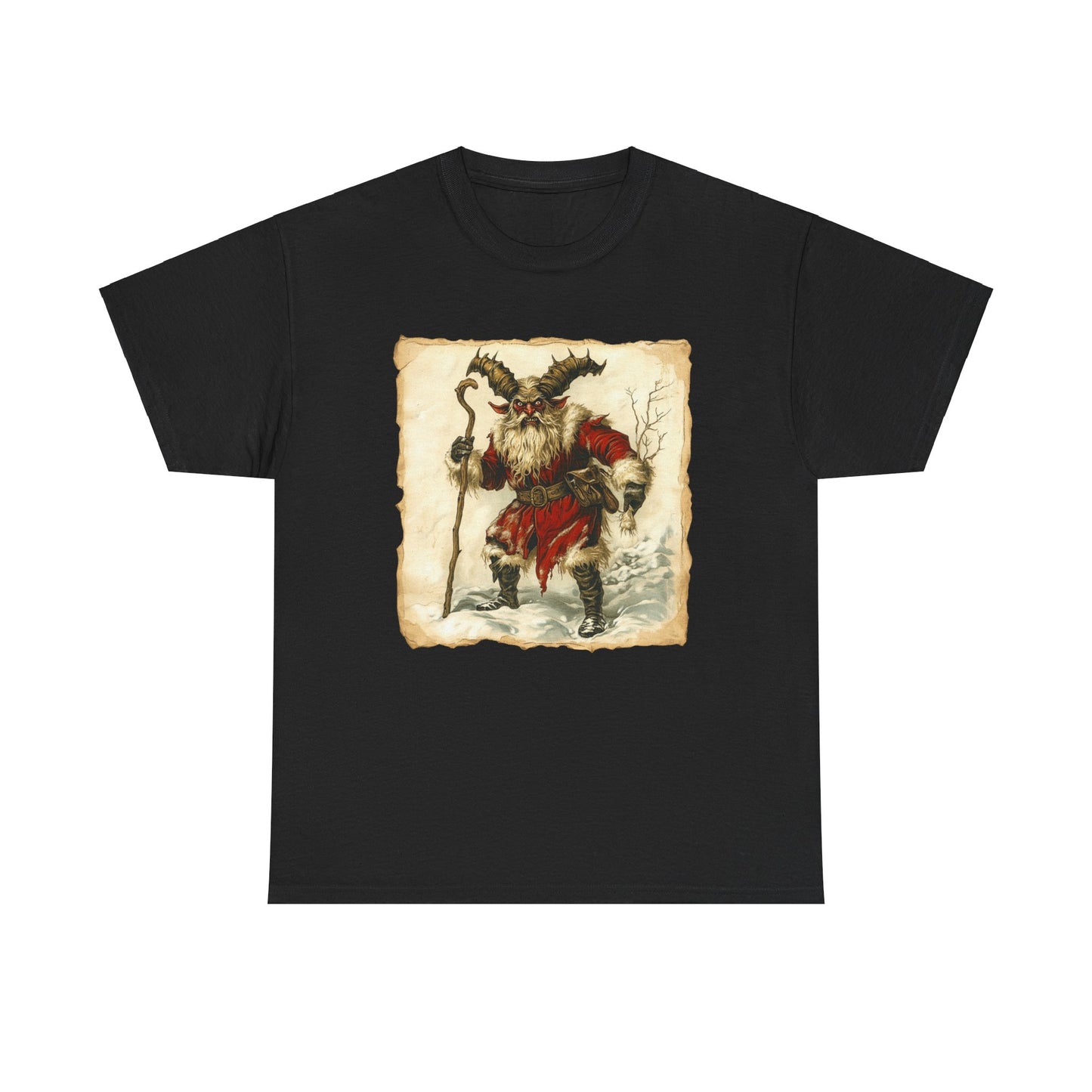 Vintage Krampus Unisex T-Shirt, Dark Christmas Holiday, Xmas Devil Creature, Skeletal Reindeer, Santa Skull, Merry Creepmas Xmas Tale