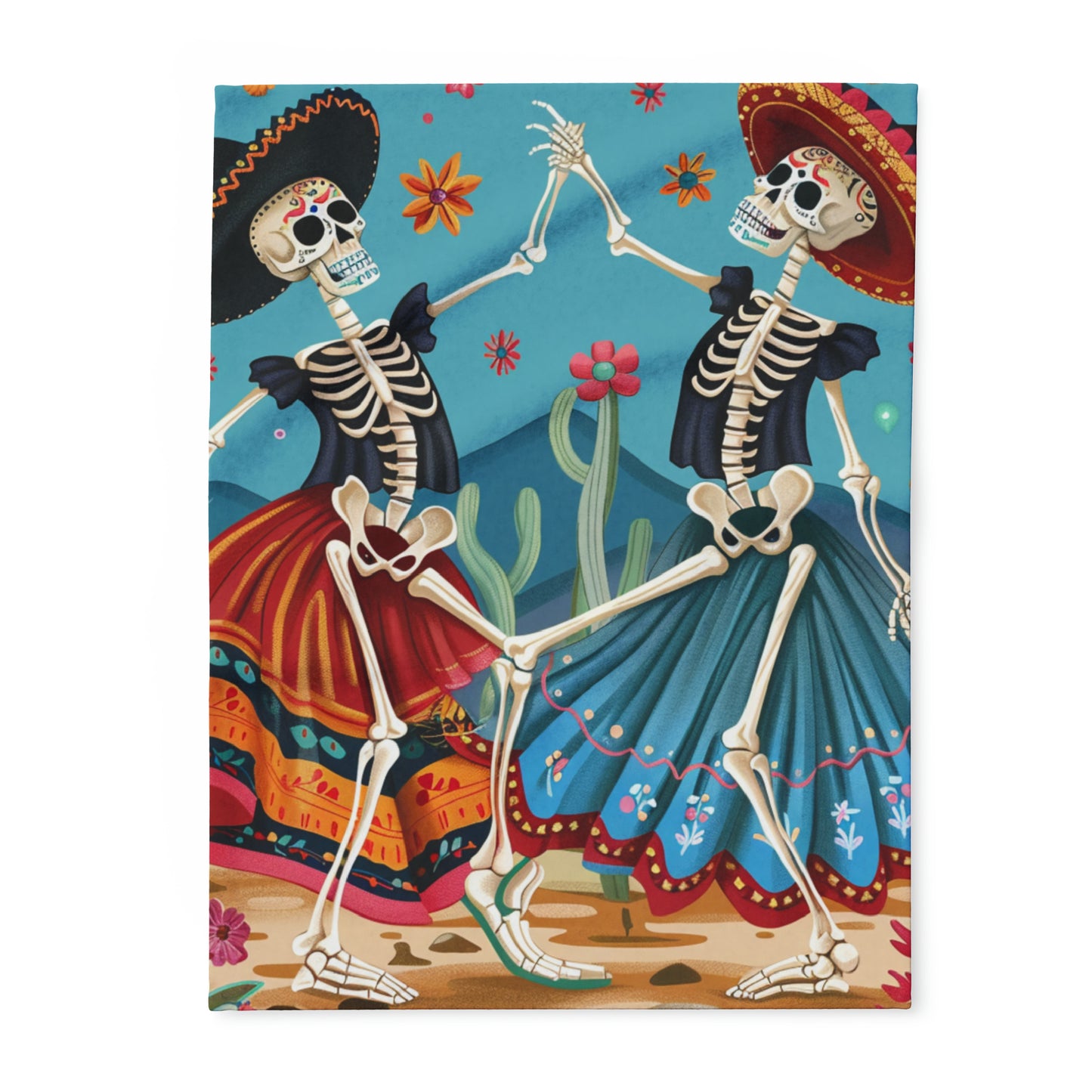 Colorful Skeletons Celebration Fleece Blanket - Perfect for Cinco de Mayo & Day of the Dead, Colorful Skeletons Celebration blanket