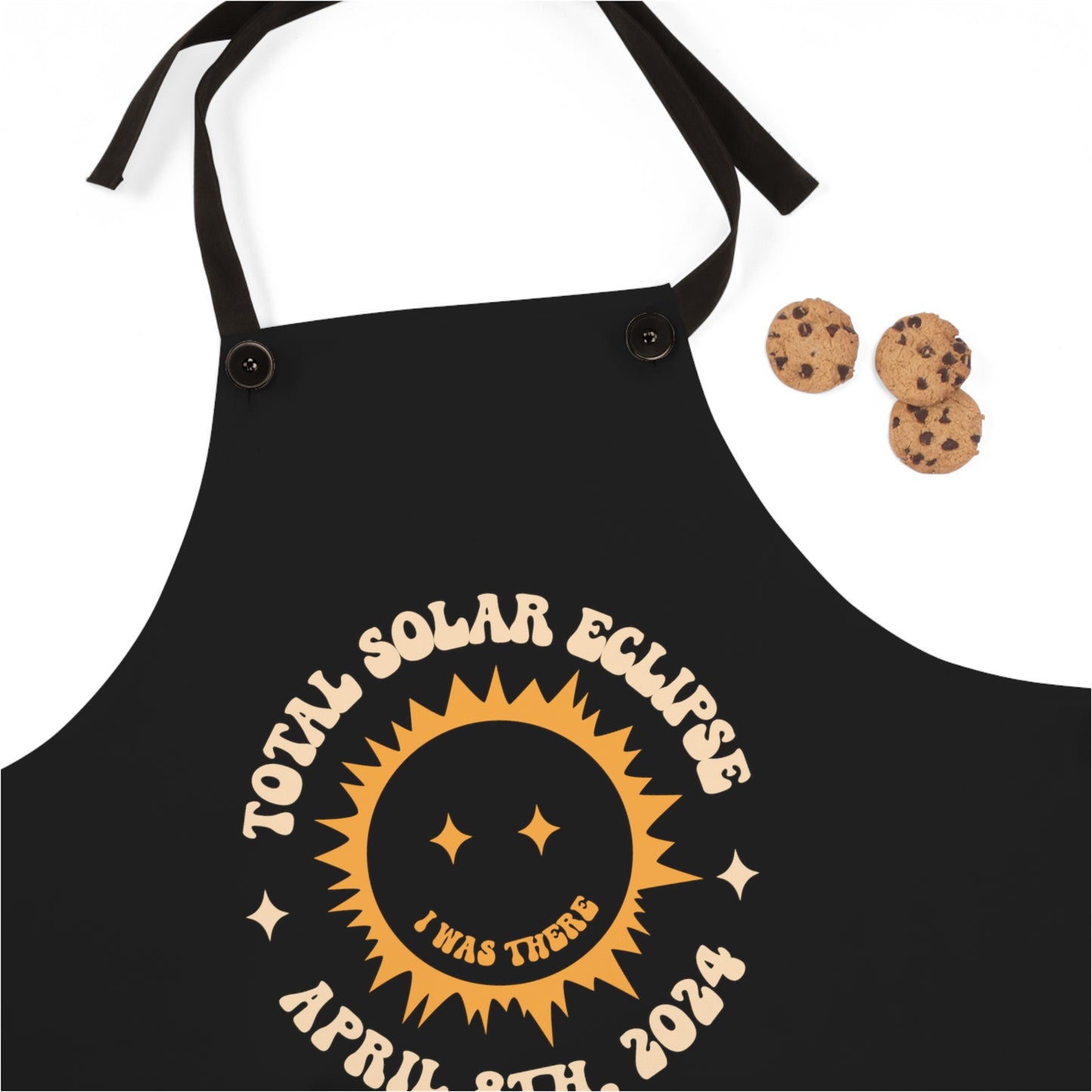 Retro Solar Eclipse Memories: April 8 2024 'I Was There' Black Apron, April 8 2024 Solar Eclipse 'I Was There' Retro Black Apron