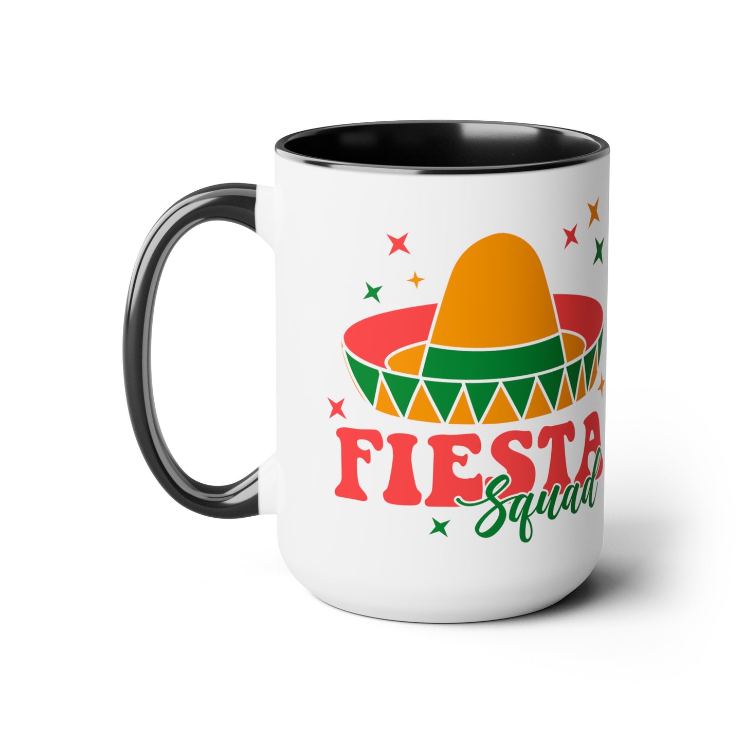 Fiesta Squad Must-Have: Vibrant 15 oz Mug for Festive Gatherings, Fiesta Squad Fun, Colorful 15 oz Mug for Cinco de Mayo Parties