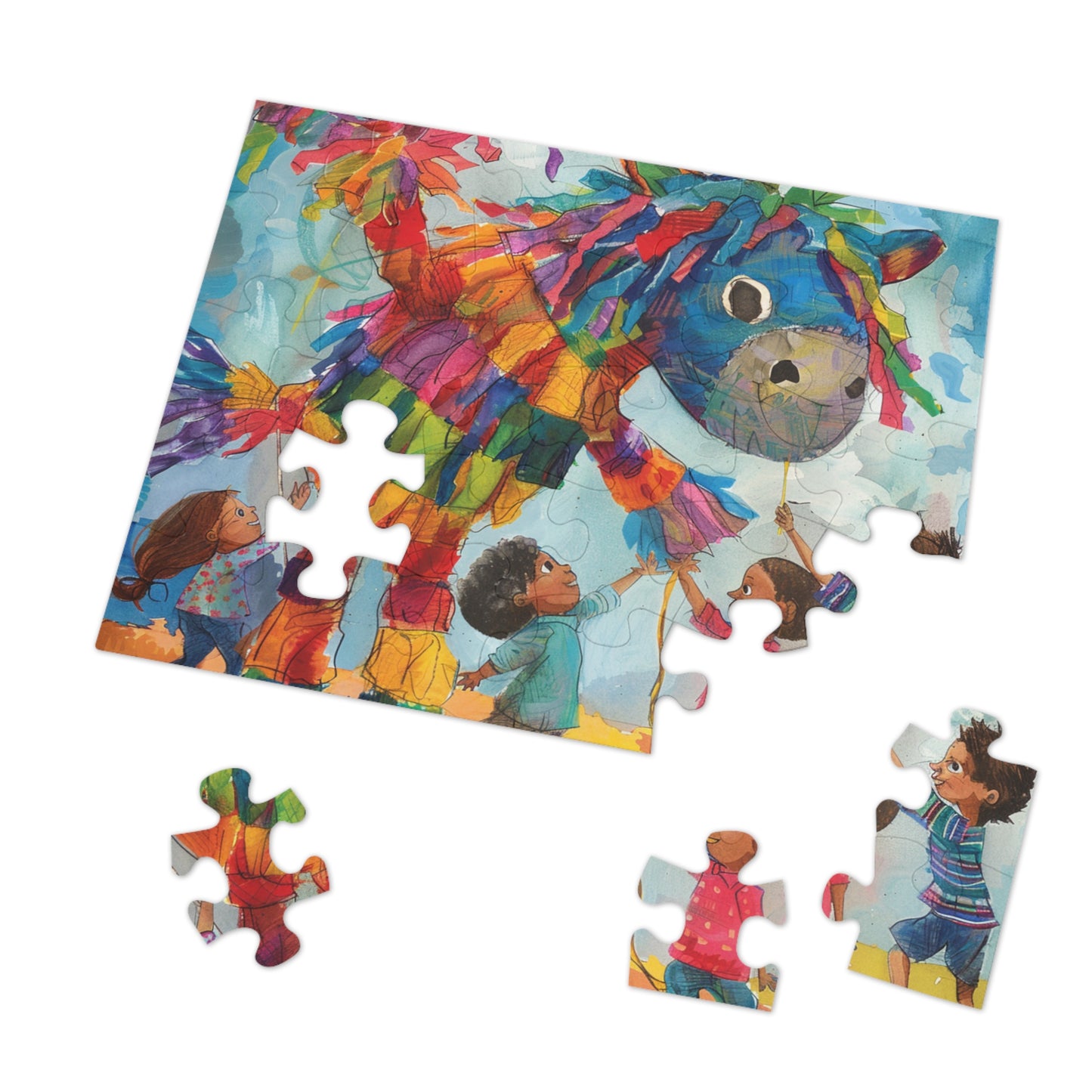 Interactive Children's Pinata Puzzle, Playful Party Game (30, 110, 252, 500,1000-Piece),Colorful Kids Playing with Pinata Puzzle, Fun Party